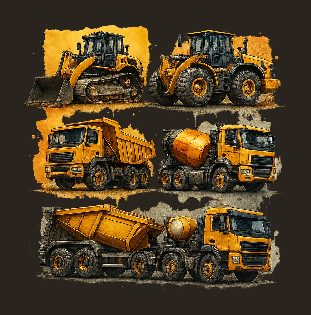 Construction Equipment Vehicles Watercolor Sublimation contrast preview thumbnail