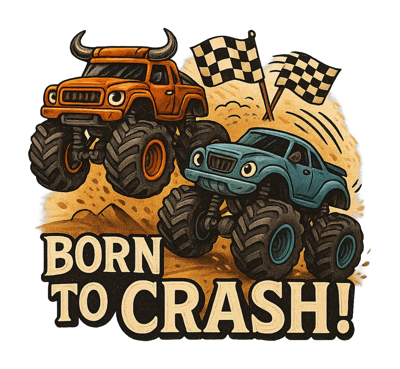 Monster Trucks Sublimation Cars Artwork Boys shirt Design