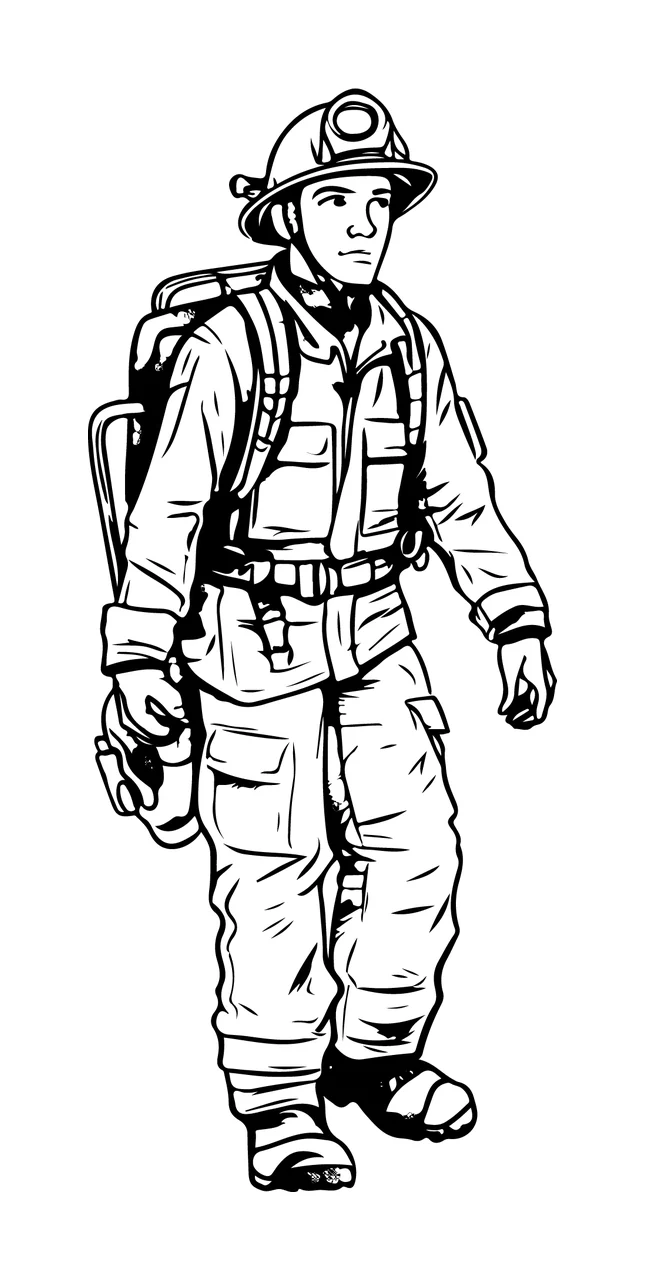 Emergency Worker In Protective Uniform person walking helmet