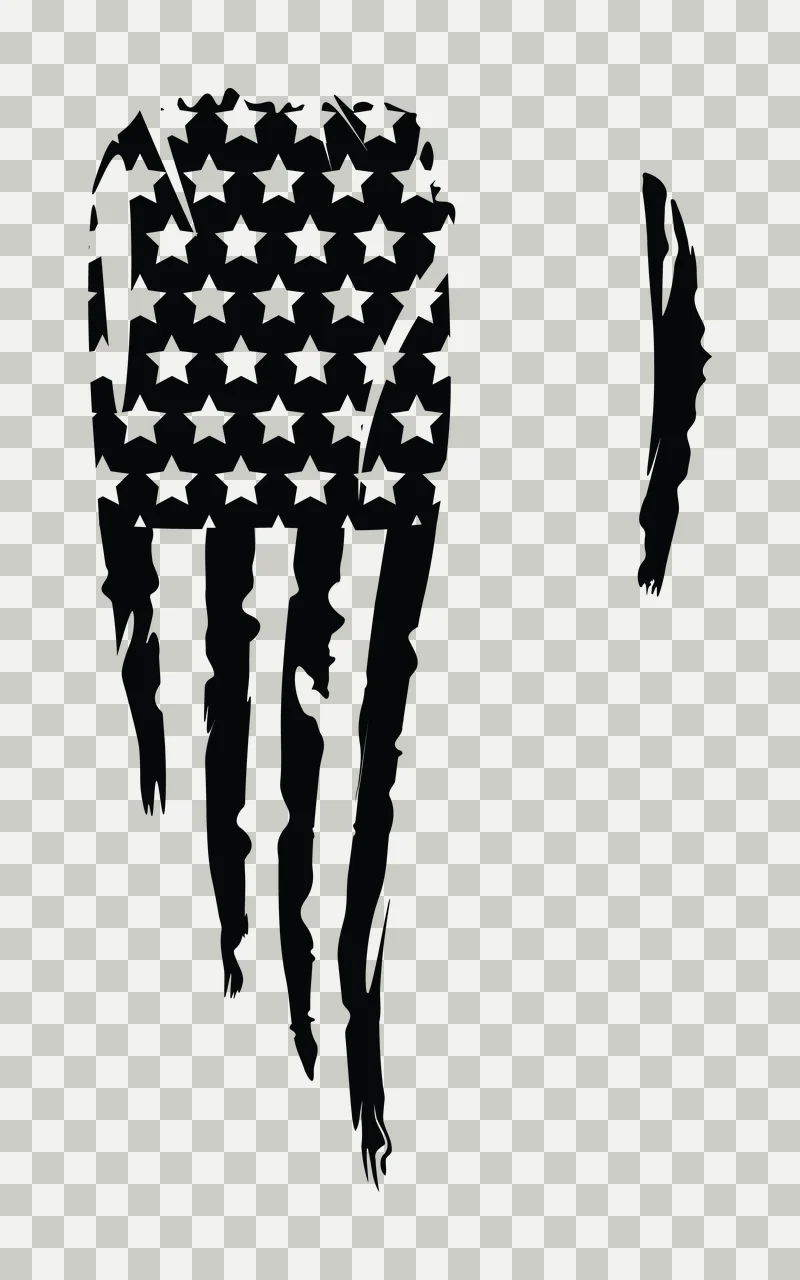 Flag With Vertical Distressed Stripes waving stars grungy black transparency and detail preview thumbnail