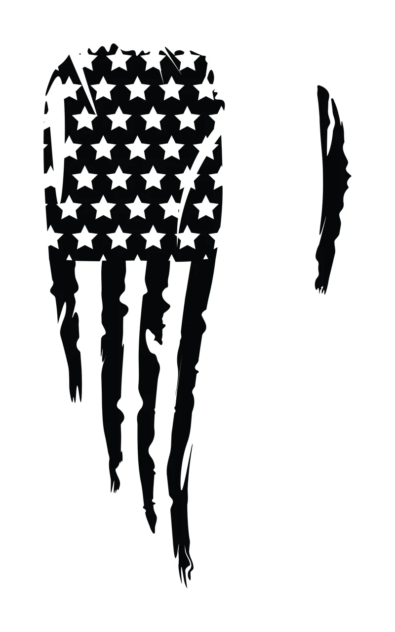 Flag With Vertical Distressed Stripes waving stars grungy black