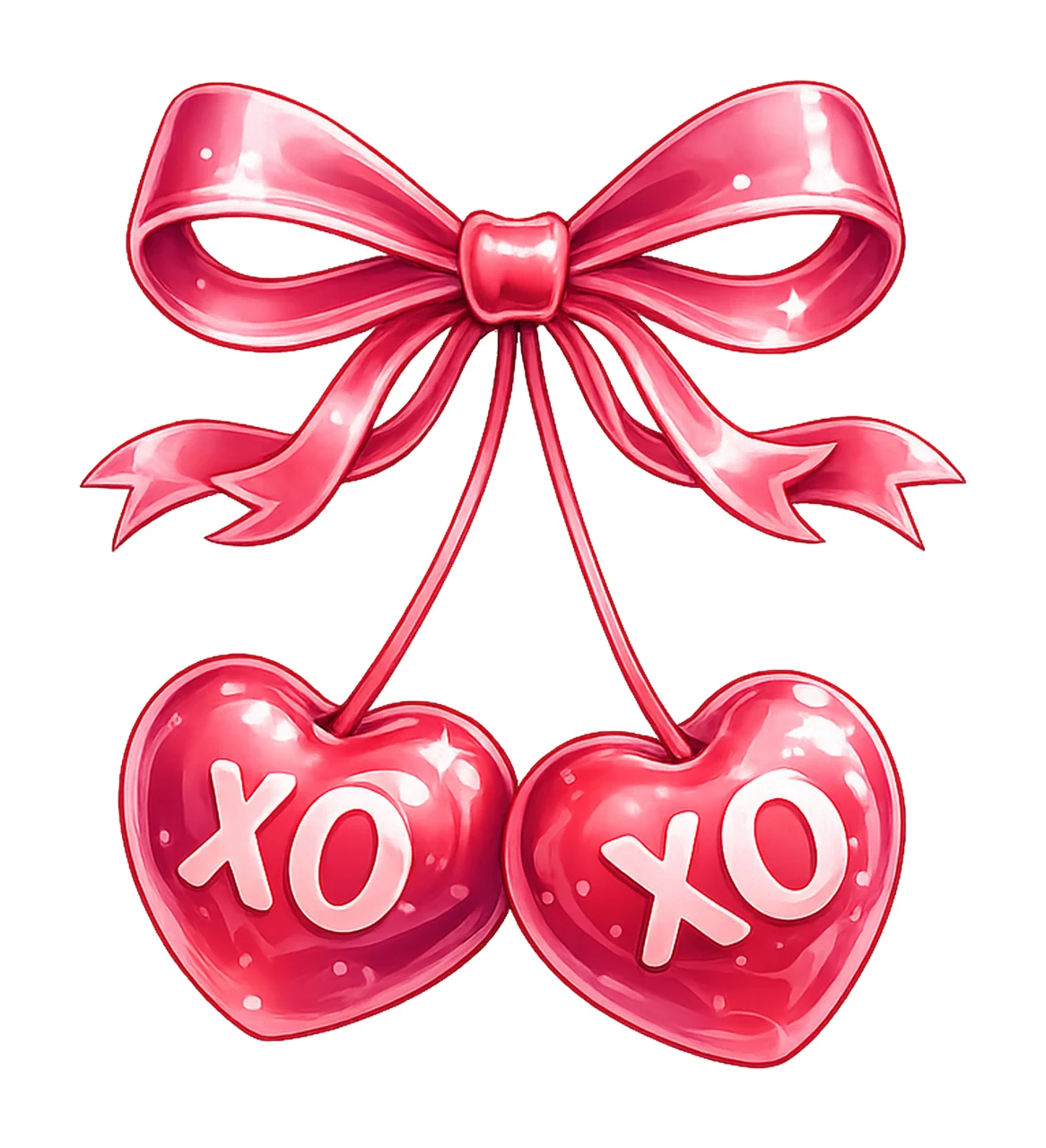 Retro Cherry Valentines XOXO Bow Coquette Cute Cherry