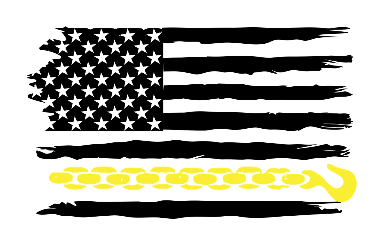Flag Distressed American With Chain Hook stars stripes black
