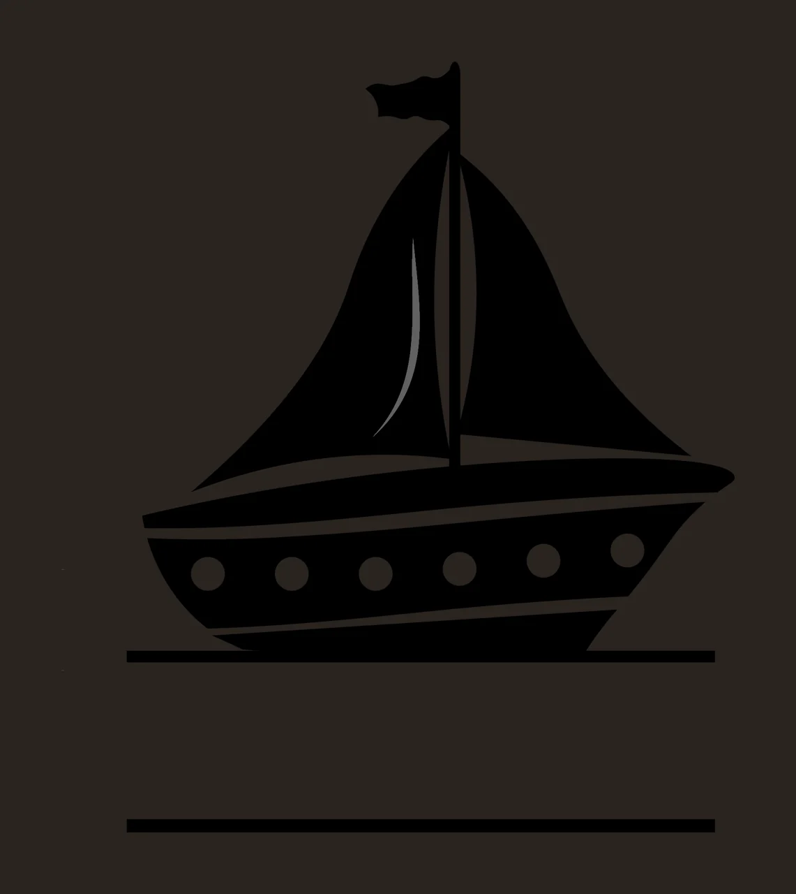 Sailboat Sailing With Boat And Sails In Black contrast preview thumbnail