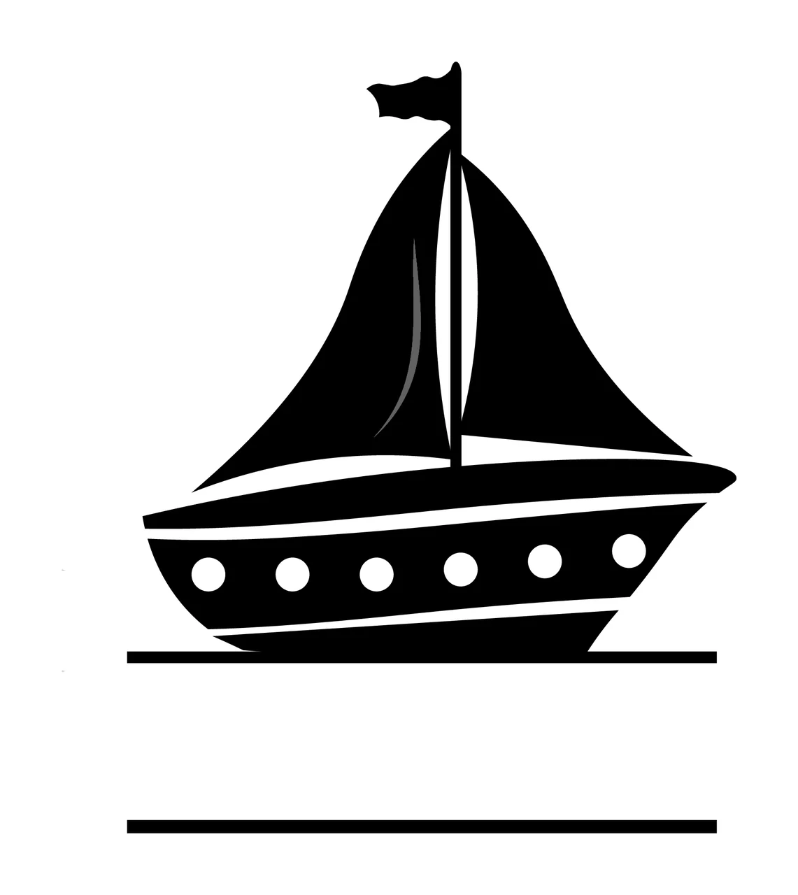 Sailboat Sailing With Boat And Sails In Black