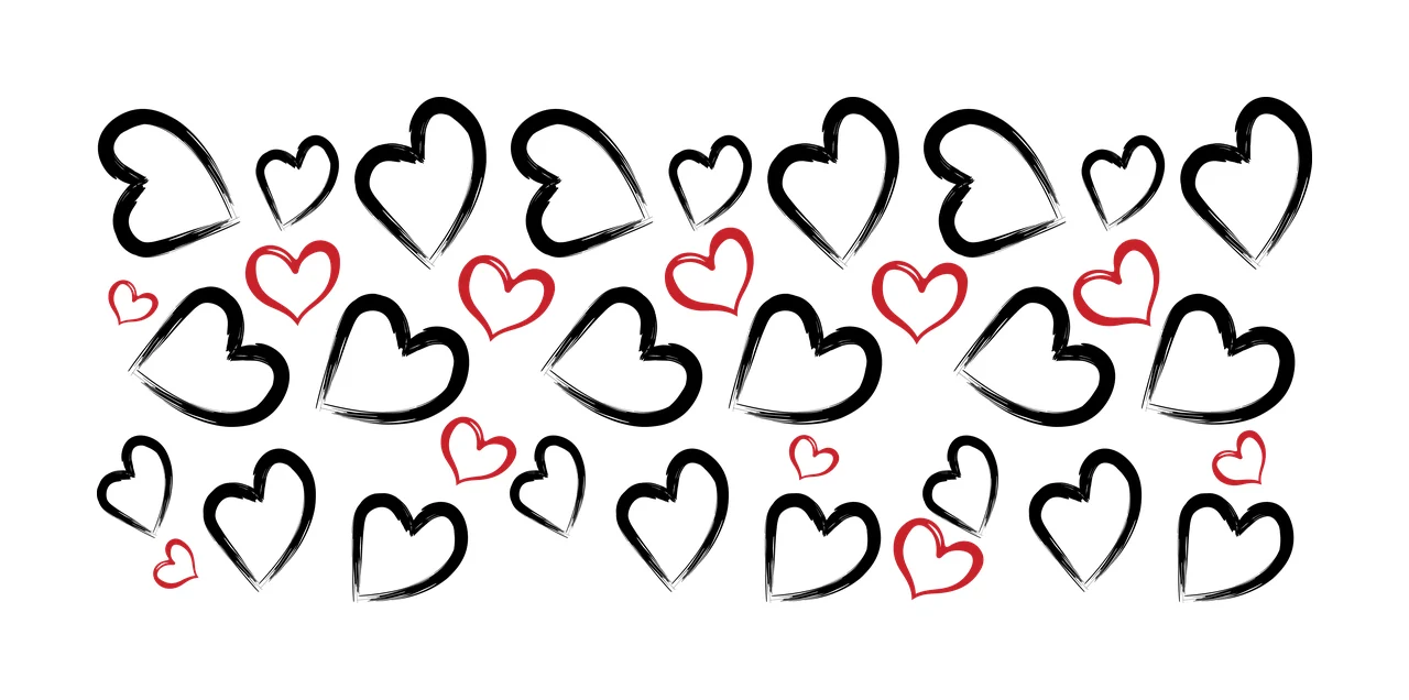 Can Glass Wrap Repeating Heart Outline Border Background outlines