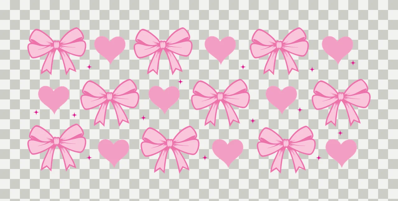 Bow Can Glass Wrap Pattern Of Black Bows repeating heart star transparency and detail preview thumbnail
