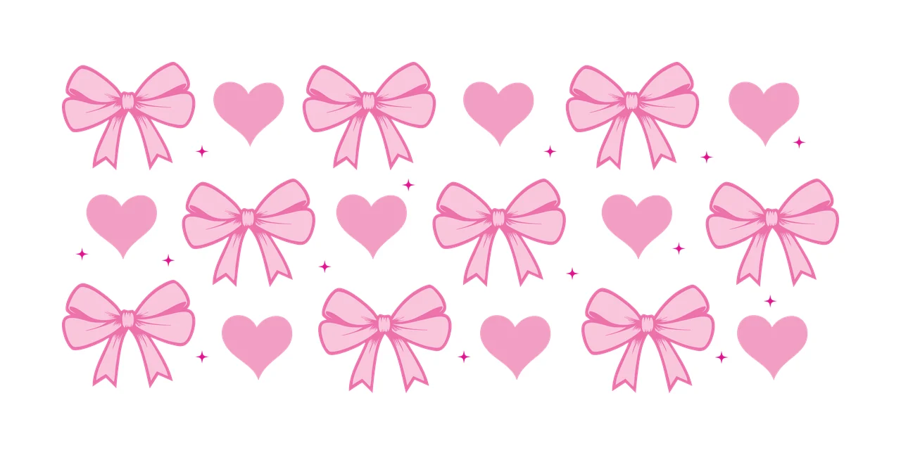 Bow Can Glass Wrap Pattern Of Black Bows repeating heart star