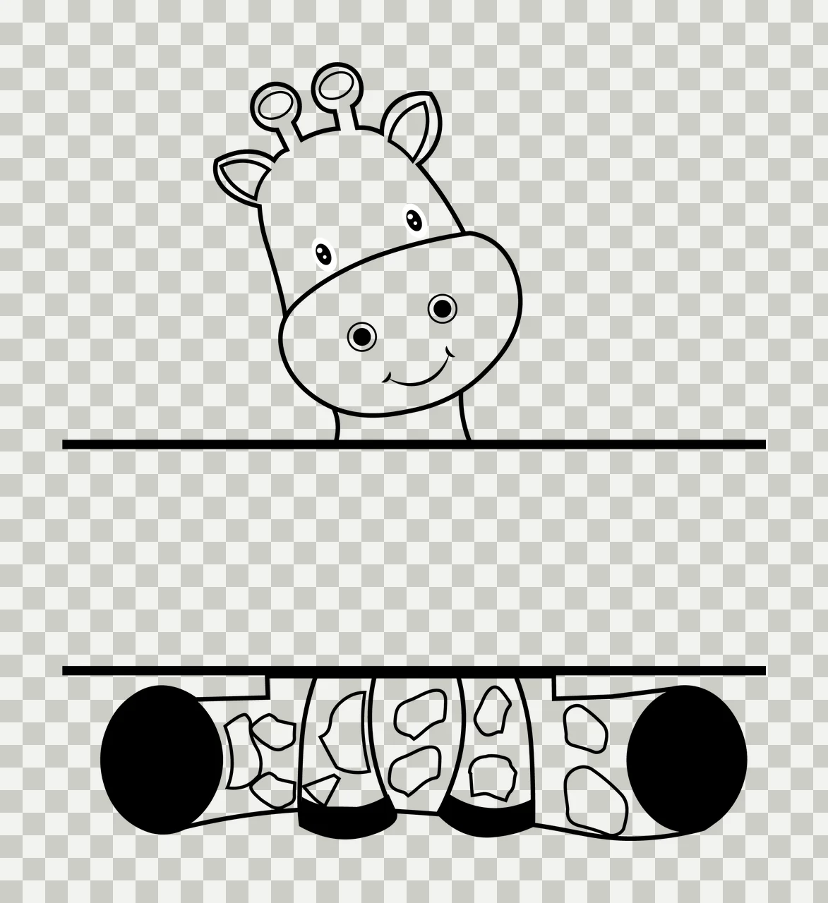 Animal Giraffe Character With Empty Sign holding spots cartoon line transparency and detail preview thumbnail