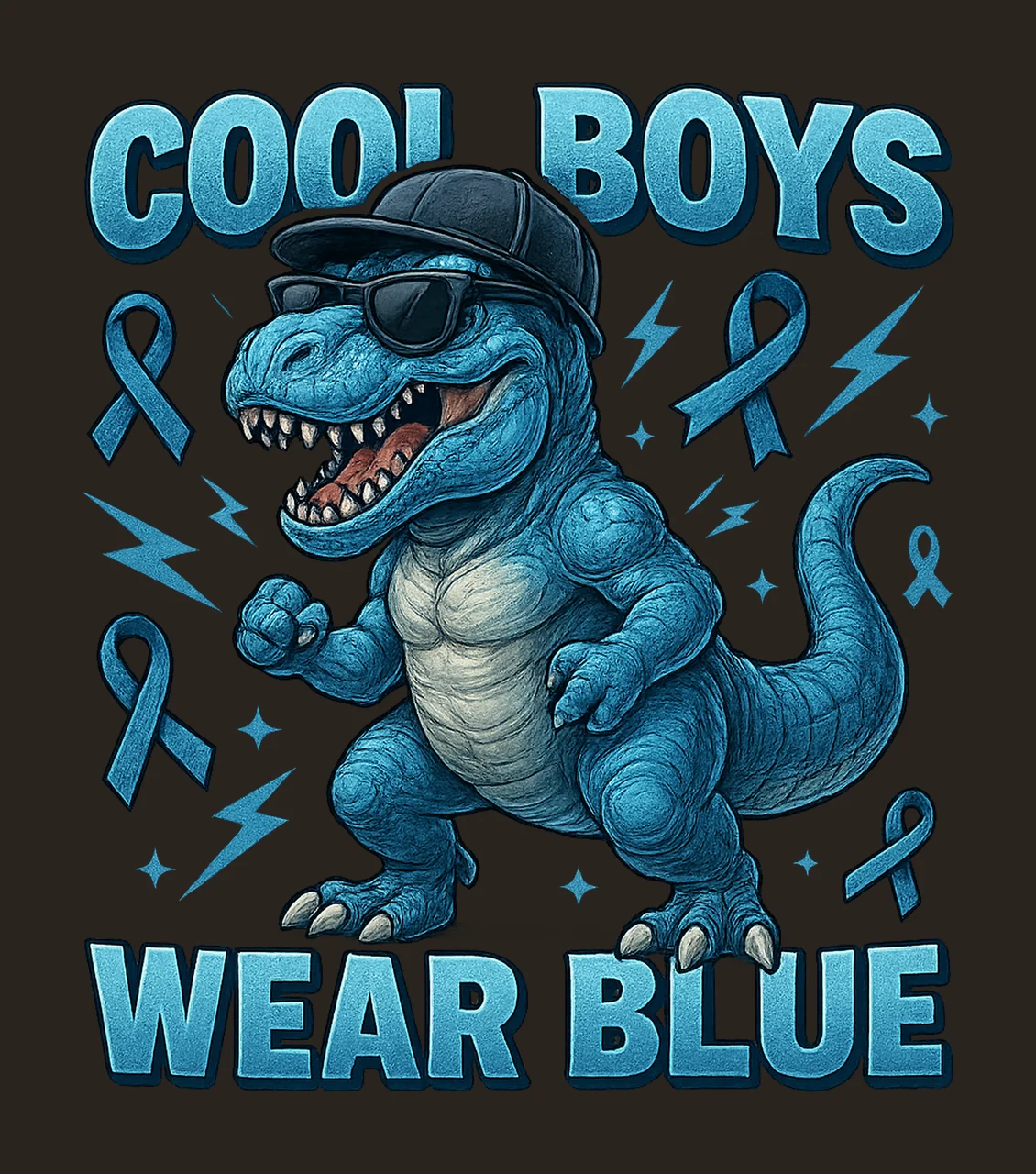 Cool Boys Wear Blue Diabetes Awareness Dino Design Blue contrast preview thumbnail