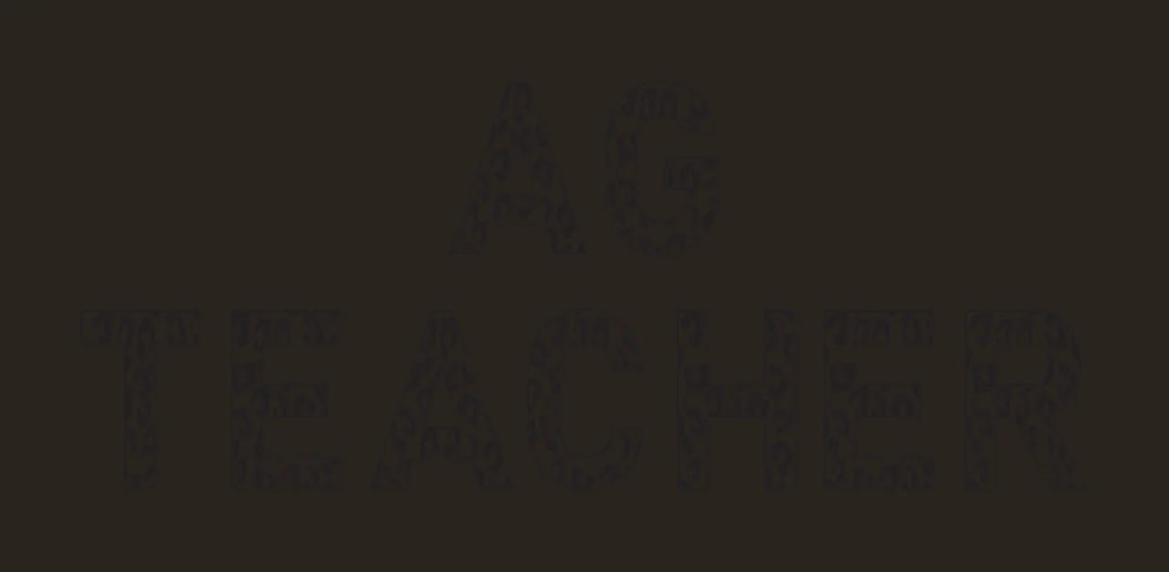 AG TEACHER Typography Design with leopard print pattern, sans-serif letters and black outlines in white contrast preview thumbnail