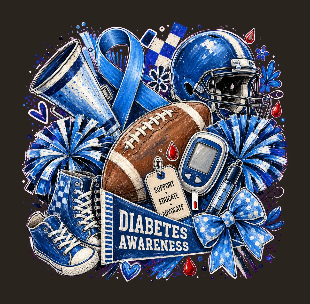 Football Diabetes Awareness Pep Collage sublimation instant contrast preview thumbnail