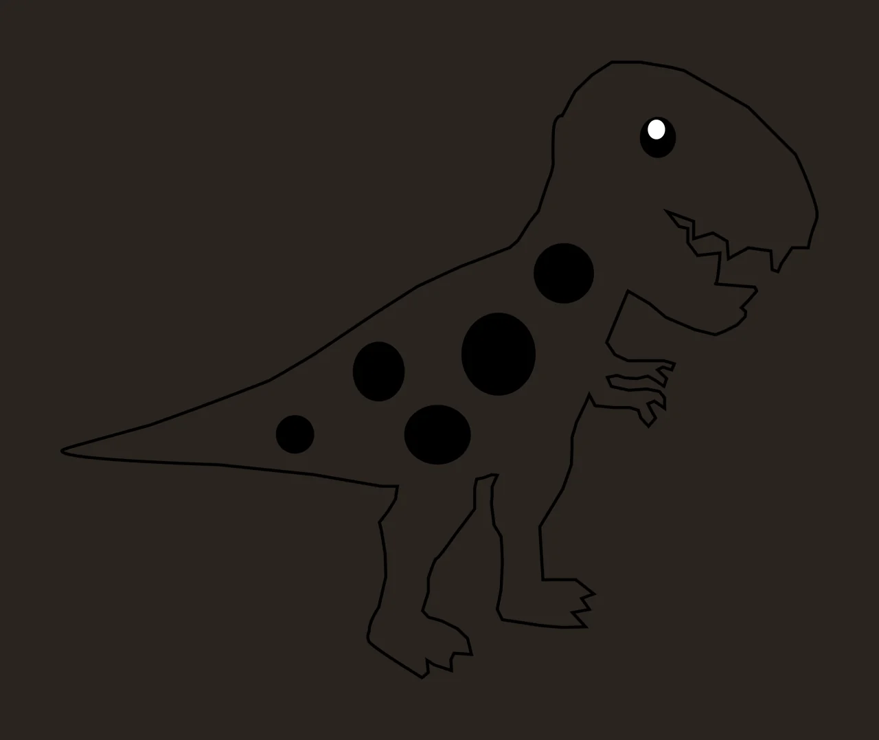 Dinosaur Outline With Spotted Pattern walking body spots teeth contrast preview thumbnail