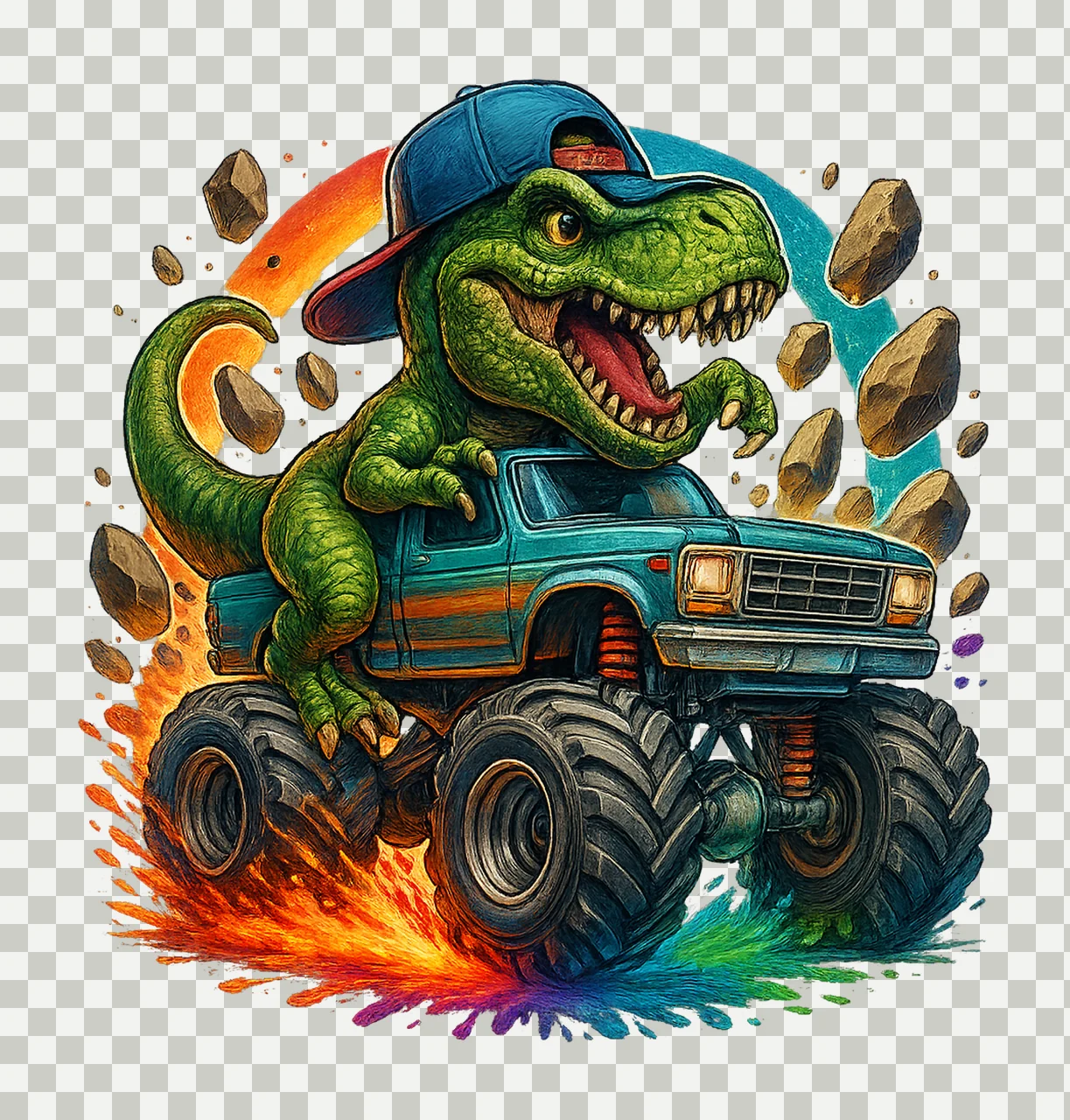 Dinosaur Monster Truck Design Rex Truck Sublimation Kids transparency and detail preview thumbnail