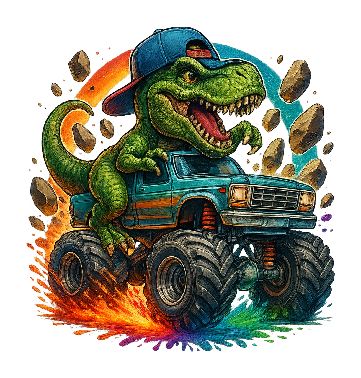 Dinosaur Monster Truck Design Rex Truck Sublimation Kids