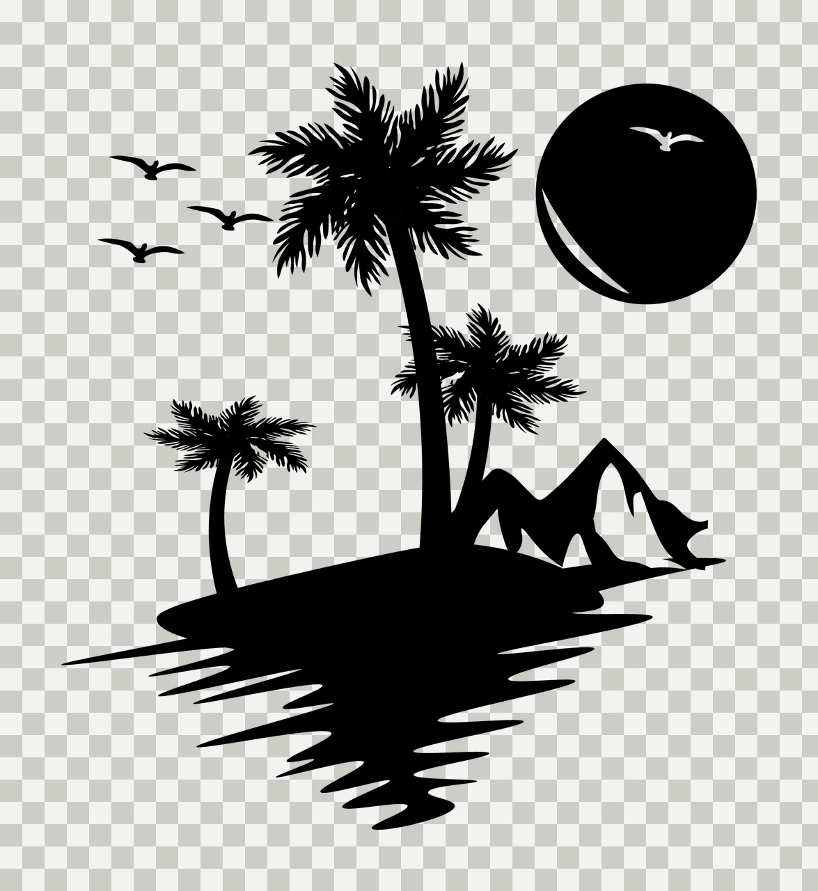 Palm Tree Trees Island Sunset Silhouette landscape sun bird transparency and detail preview thumbnail
