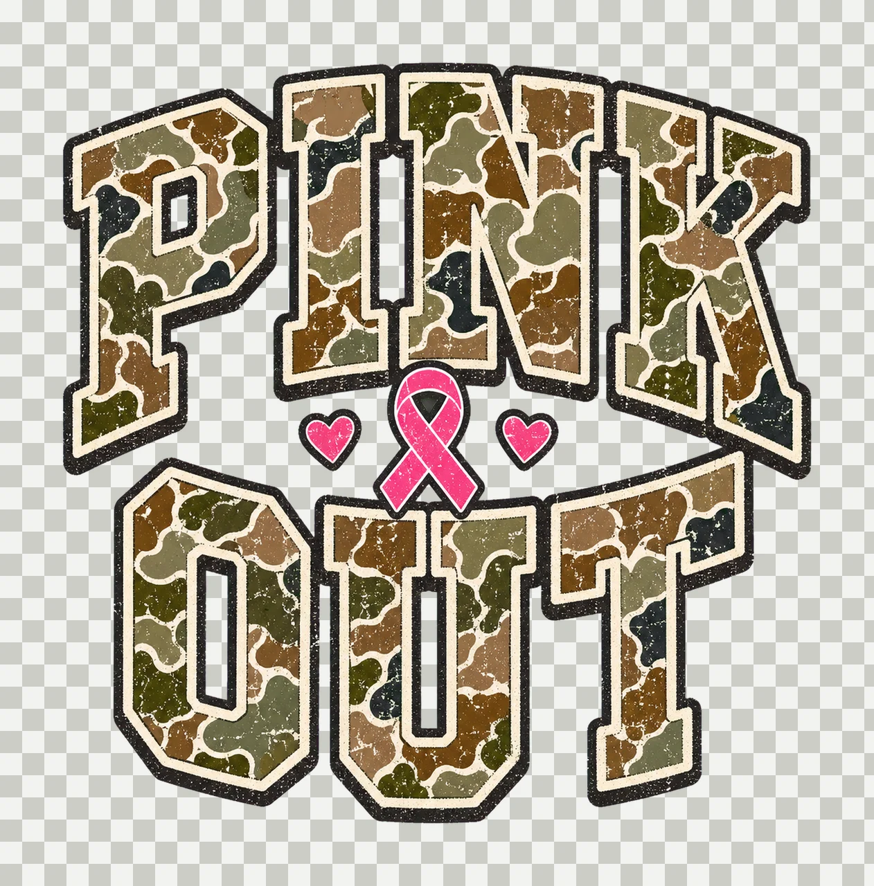 Retro Camo Pink Out Breast Cancer Awareness Variation D transparency and detail preview thumbnail