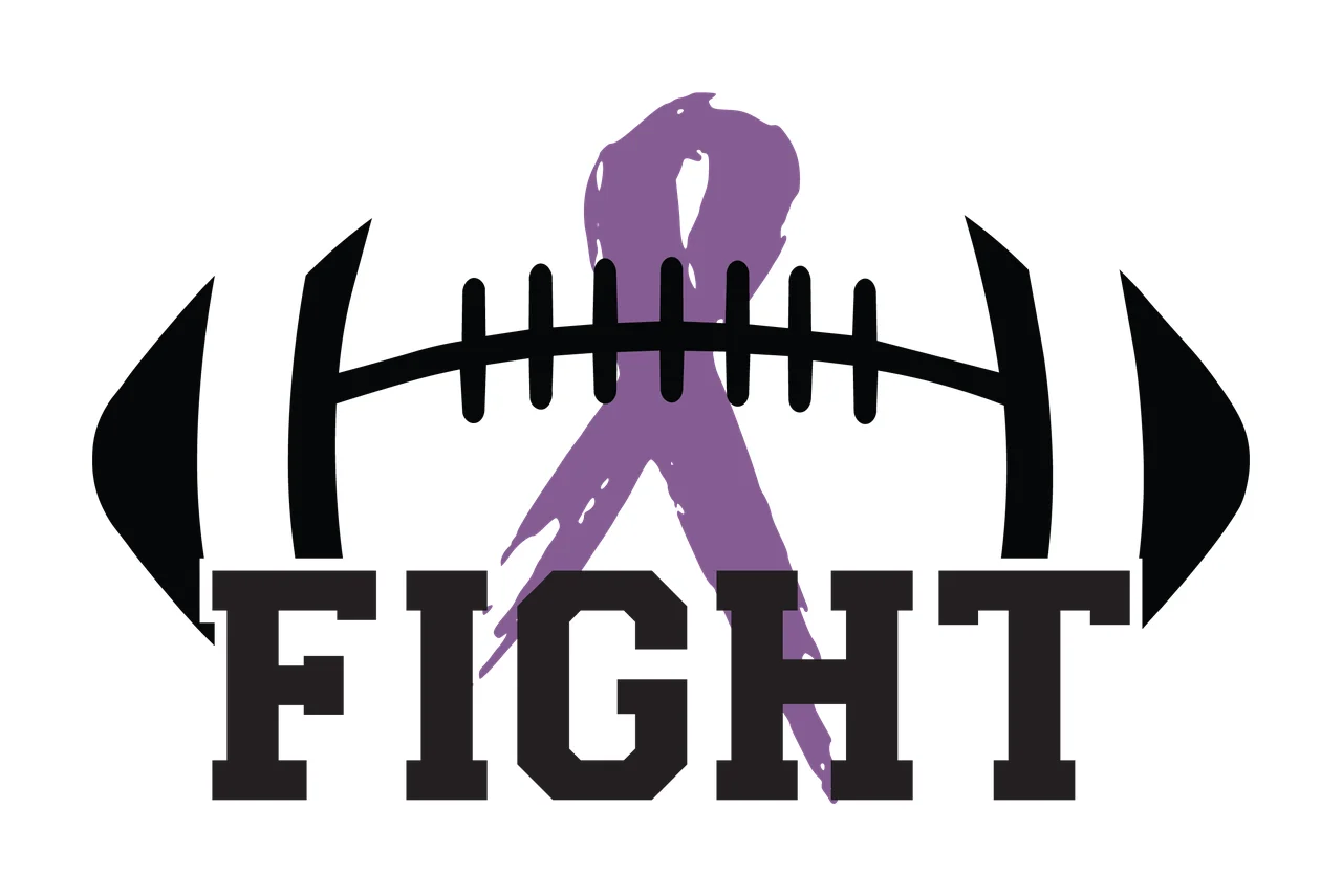 Fight Ribbon Superimposed With Black And White Silhouette