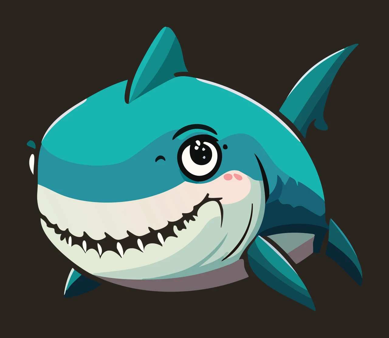 Animal Stylized Shark Head Graphic Illustration teeth black contrast preview thumbnail