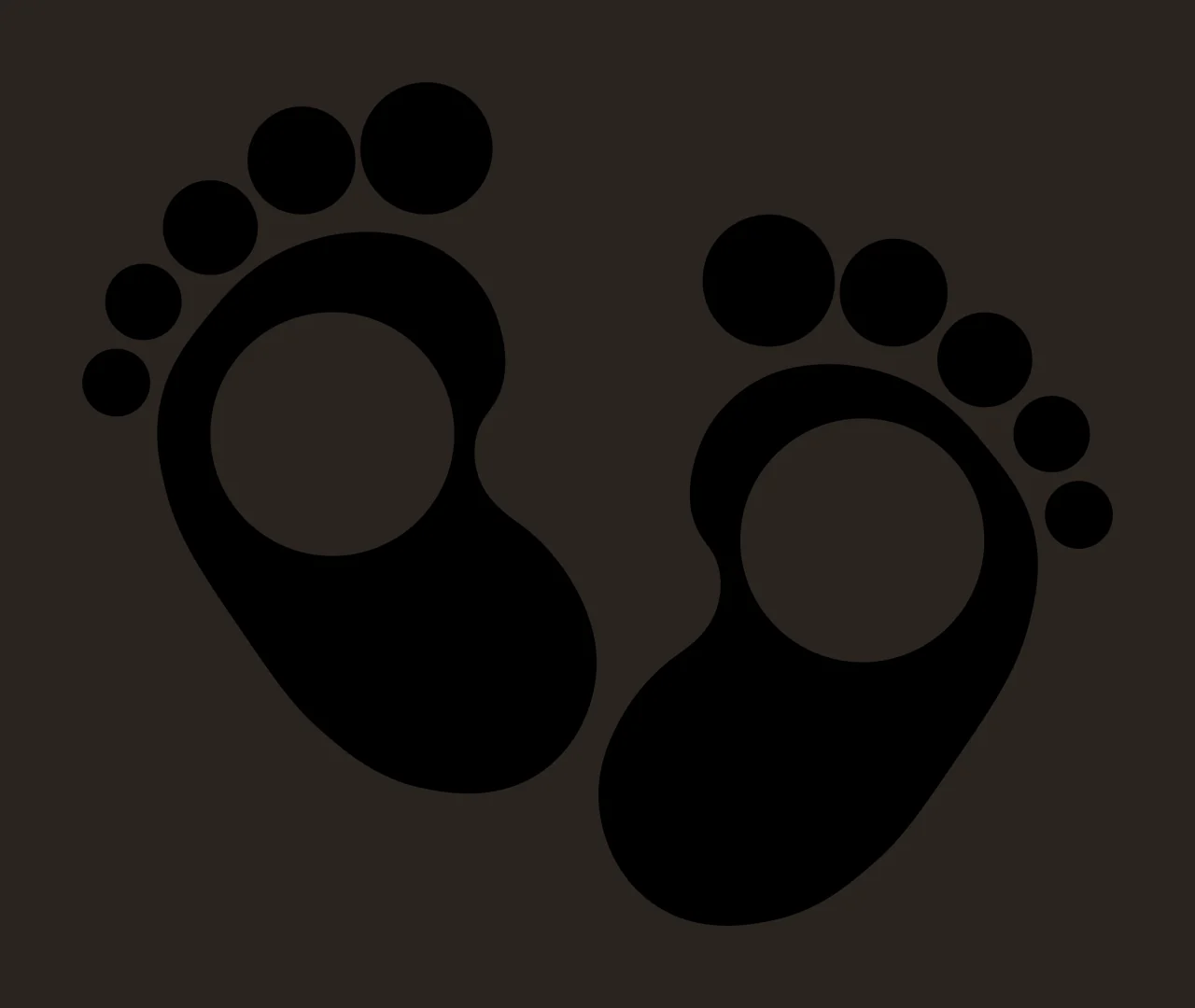 Baby Two Black Footprint Silhouettes With Circular Cutouts footprints contrast preview thumbnail