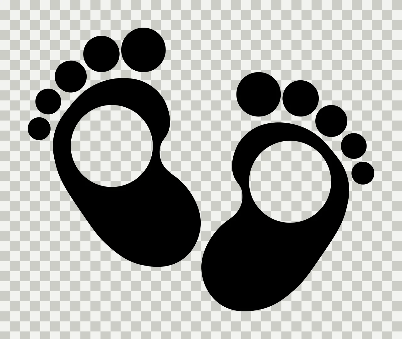 Baby Two Black Footprint Silhouettes With Circular Cutouts footprints transparency and detail preview thumbnail