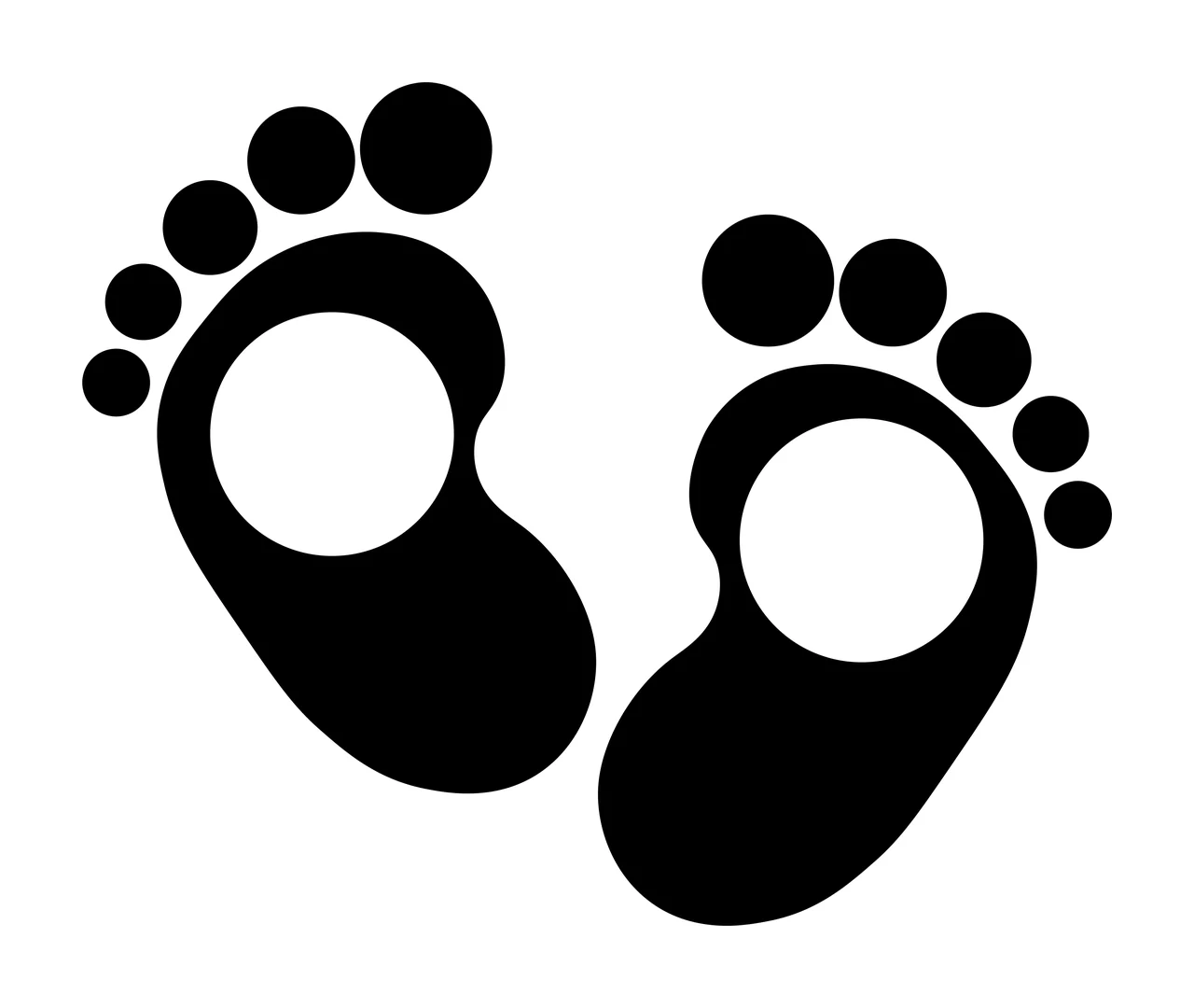 Baby Two Black Footprint Silhouettes With Circular Cutouts footprints