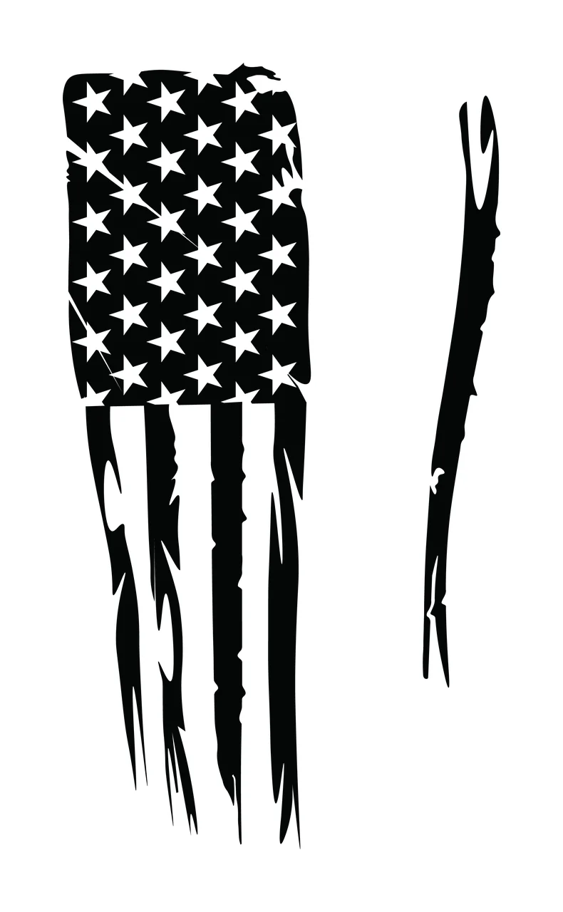 Flag Vertical Tattered Graphic With Separate Thin Bar stars
