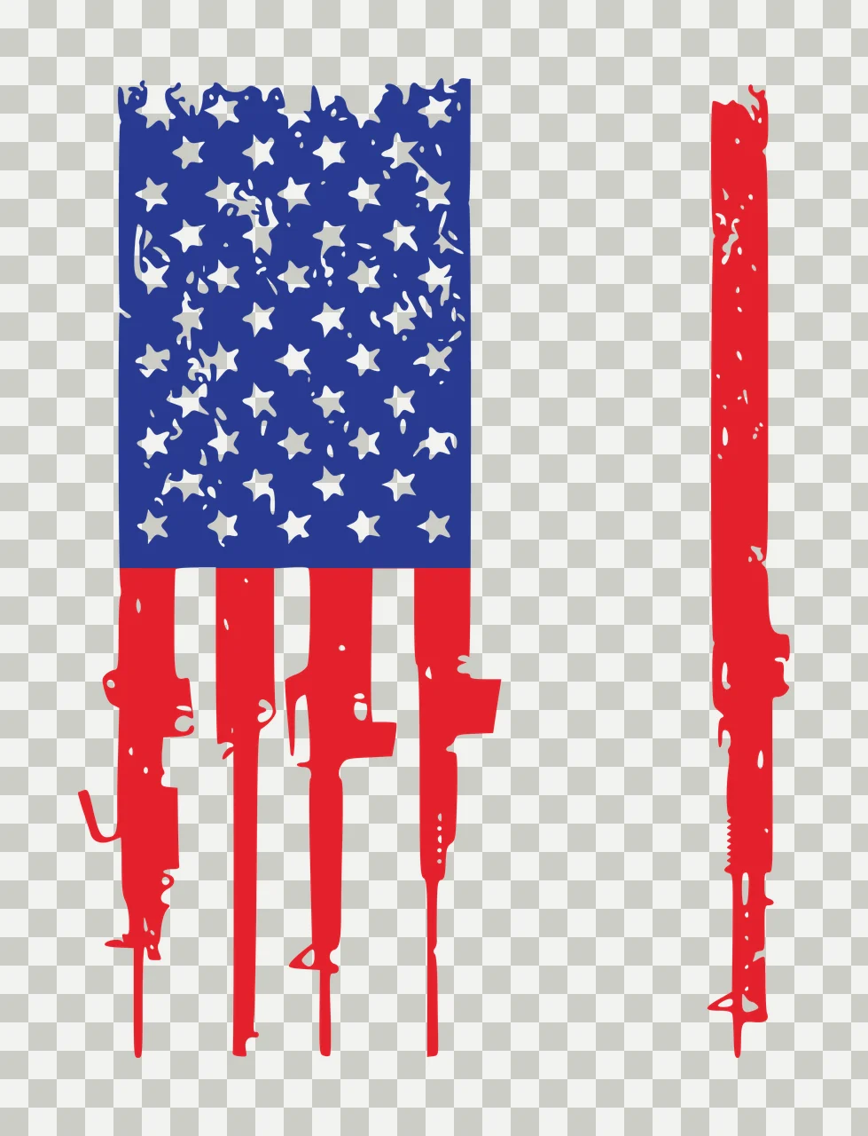 Flag Vertical Graphic With Stars And Rifle Shaped rifles line transparency and detail preview thumbnail