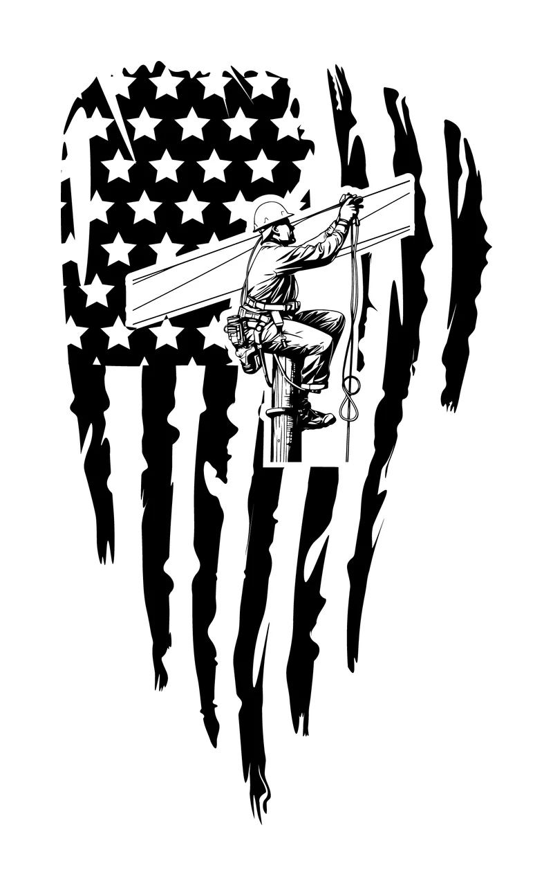 Person Climbing Pole With Flag Pattern star stripes distressed graphic