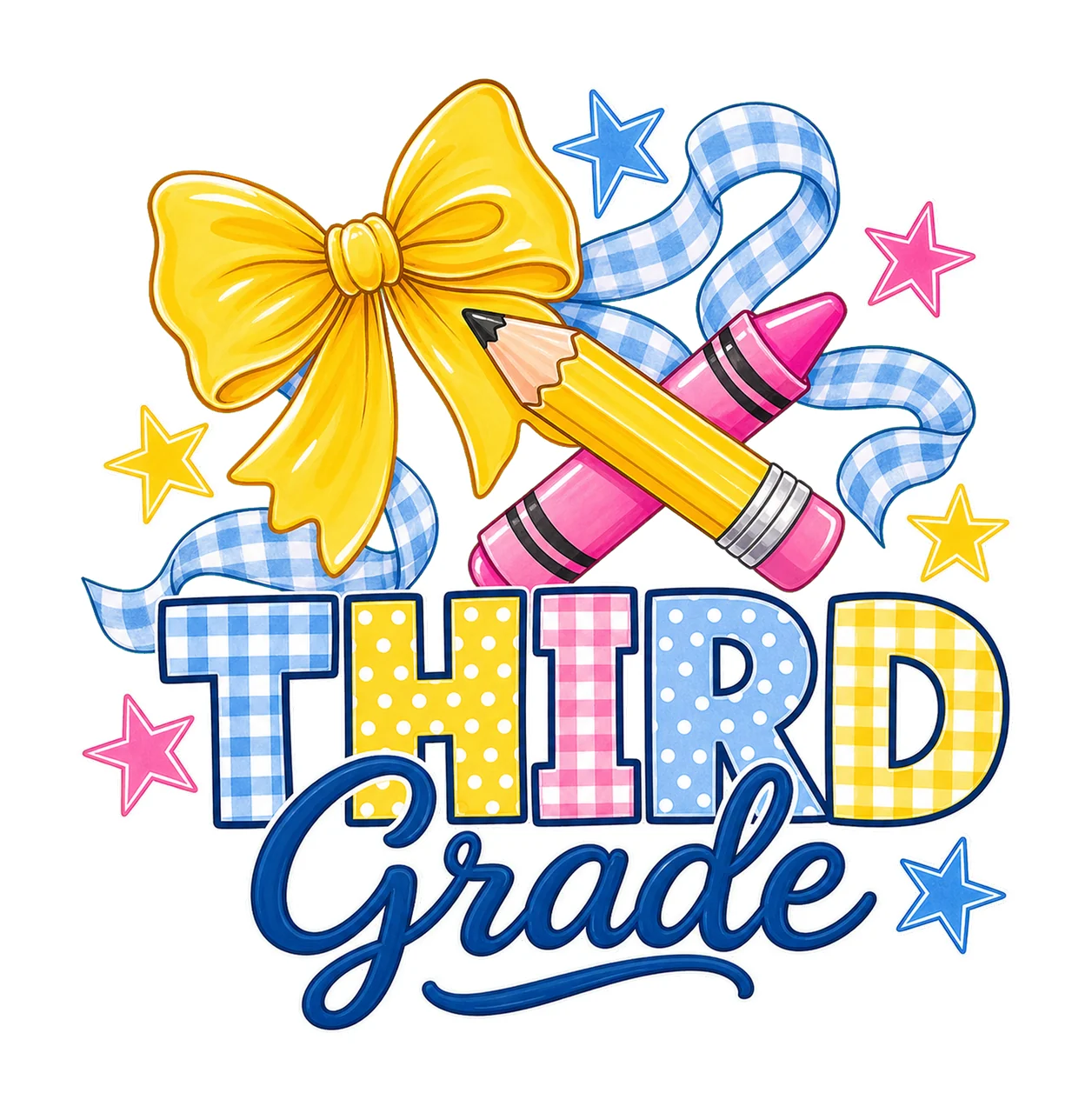 Coquette Back To School Pencil Bow Grade Variation C