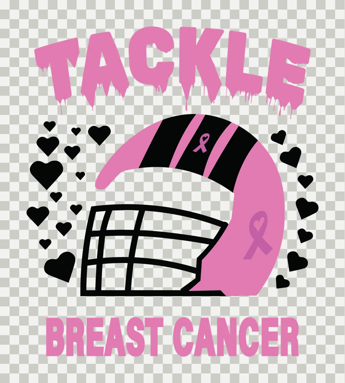 Tackle Breast Cancer Helmet Illustration surrounded heart graphic transparency and detail preview thumbnail
