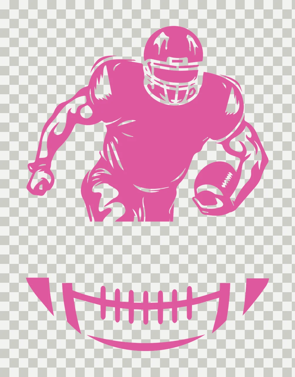 Football Player Running Towards Ball and helmet jersey stencil transparency and detail preview thumbnail