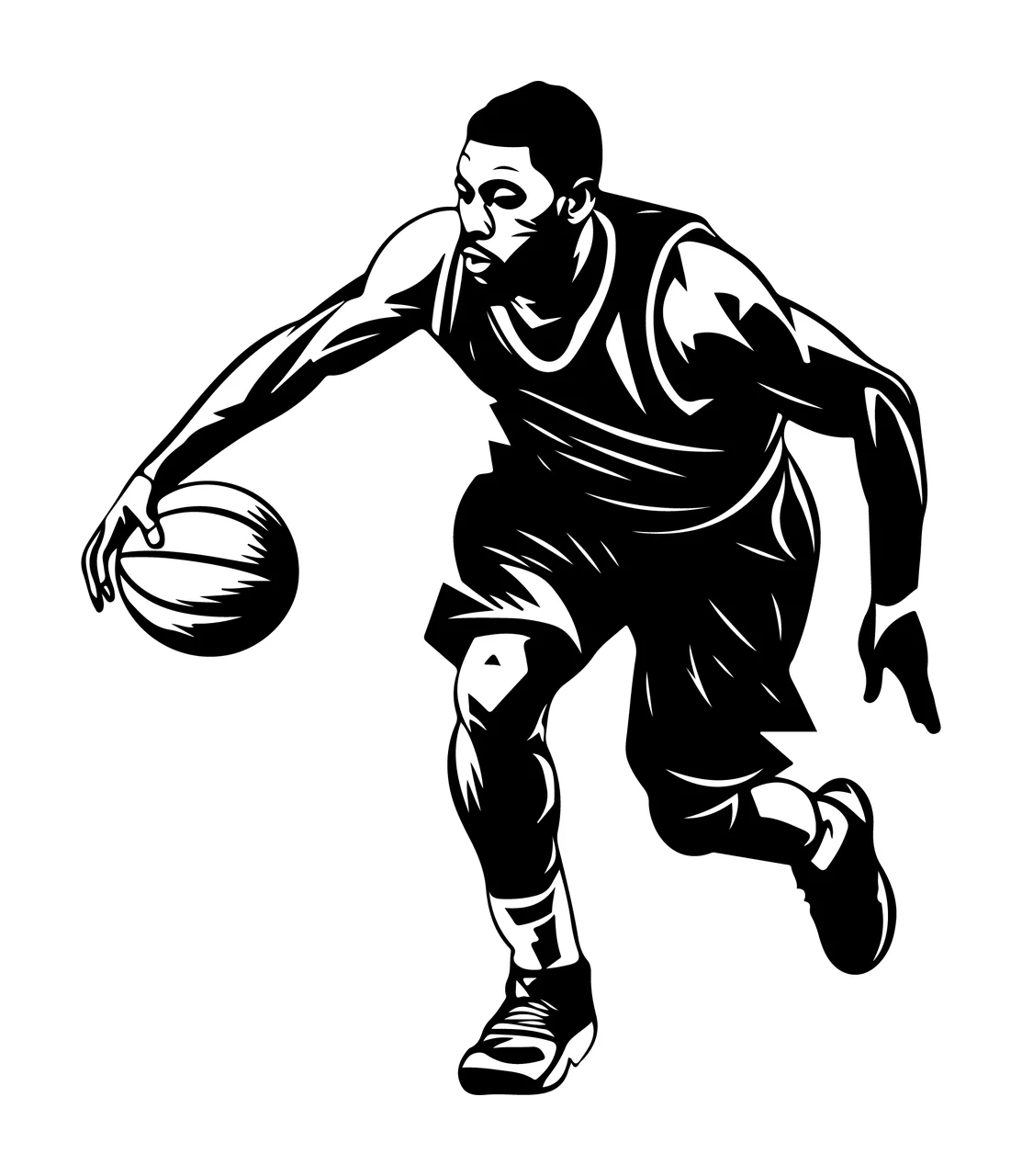 Player Black And White Basketball Dribbling jersey shorts shoes