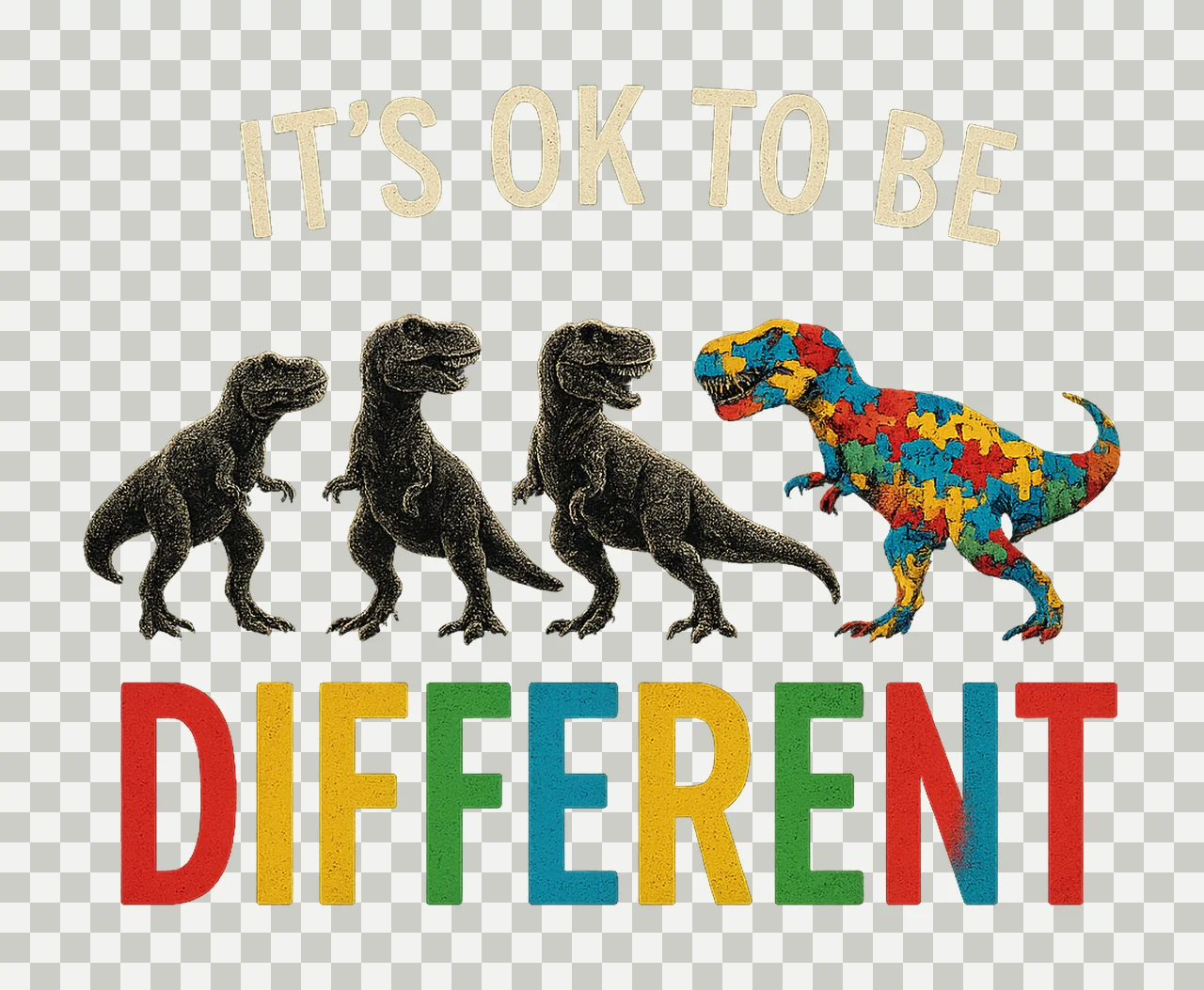Autism Awareness Dinosaur It Ok To Be Different Design transparency and detail preview thumbnail
