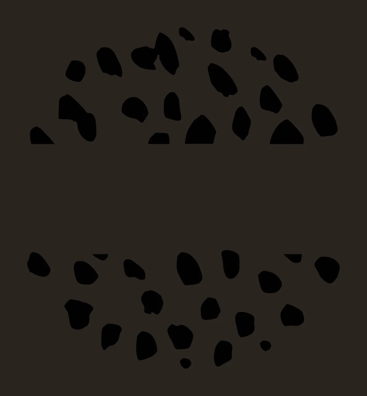 Two semi-circular arrangements of black organic shapes Illustration with white background contrast preview thumbnail