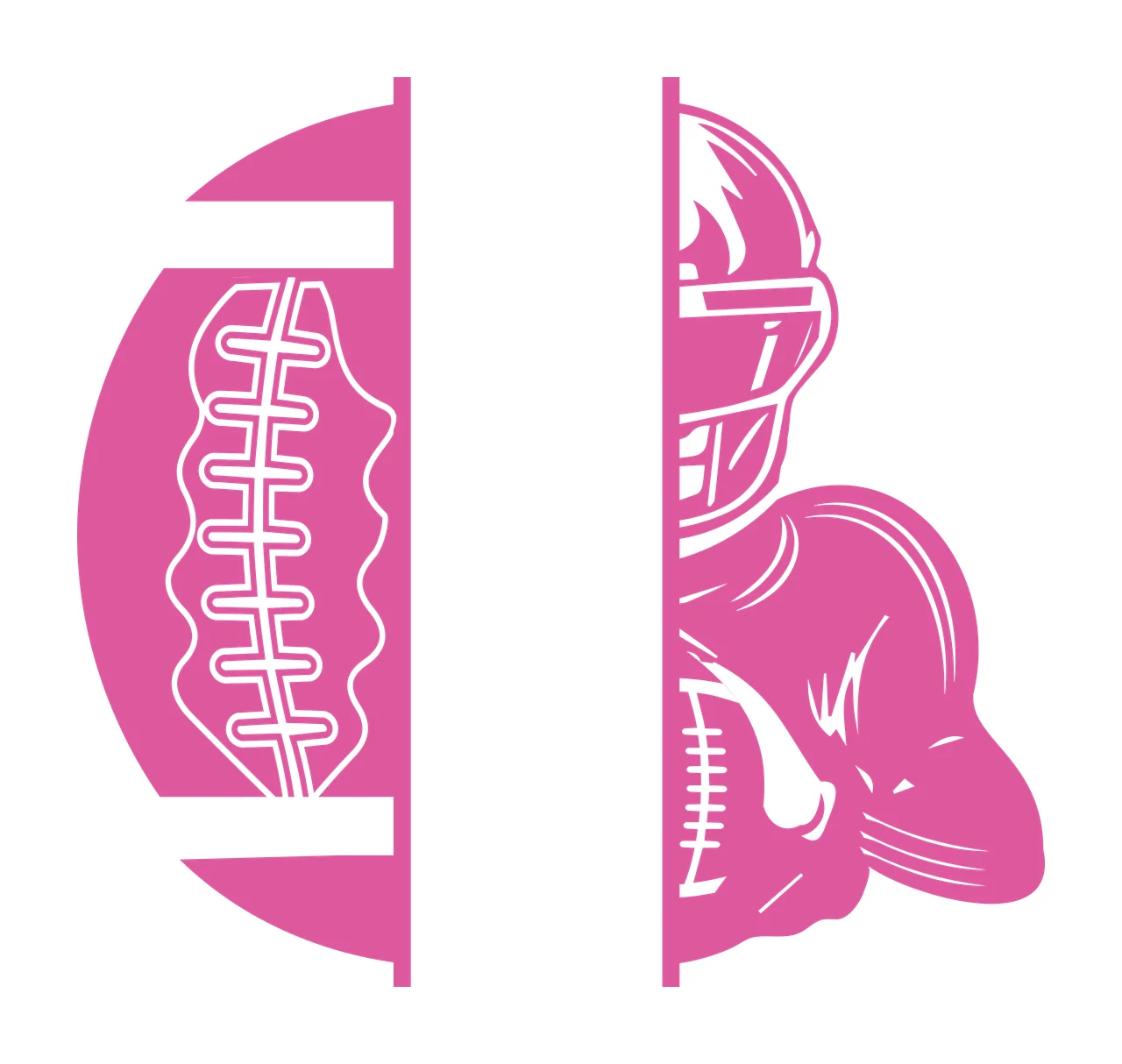 Football Split And Helmet Graphic divider line art black white