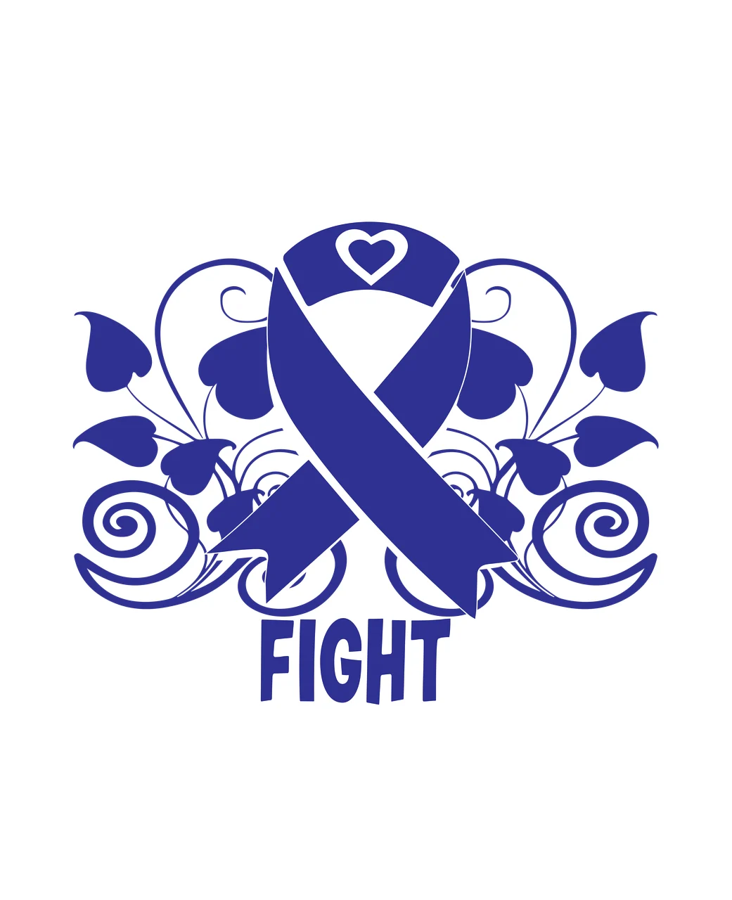 In This Family No Fight One Alone ribbon supporting heart swirls