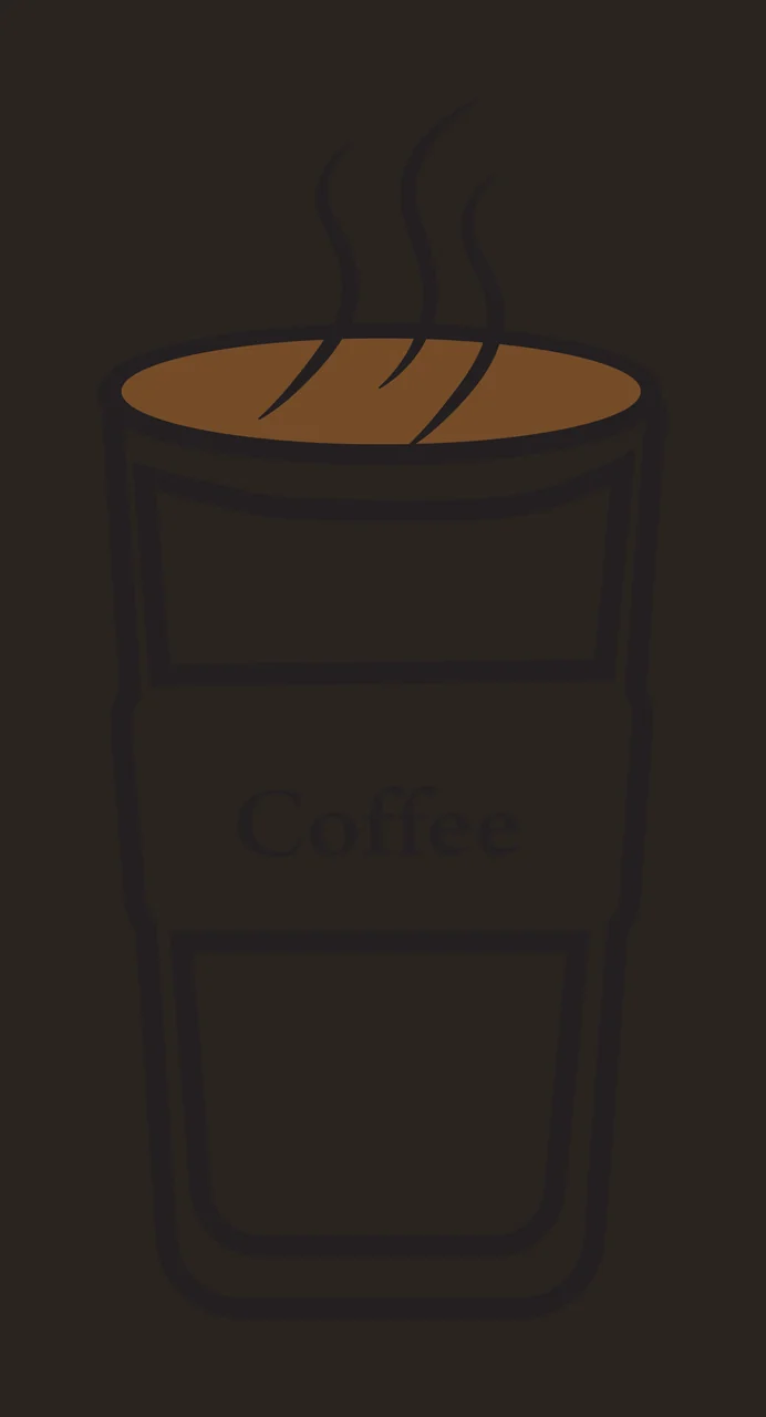 Coffee Disposable coffee cup Design with white cup with black outline, brown liquid surface, three black wavy steam lines and black text 'Coffee' on white sleeve contrast preview thumbnail
