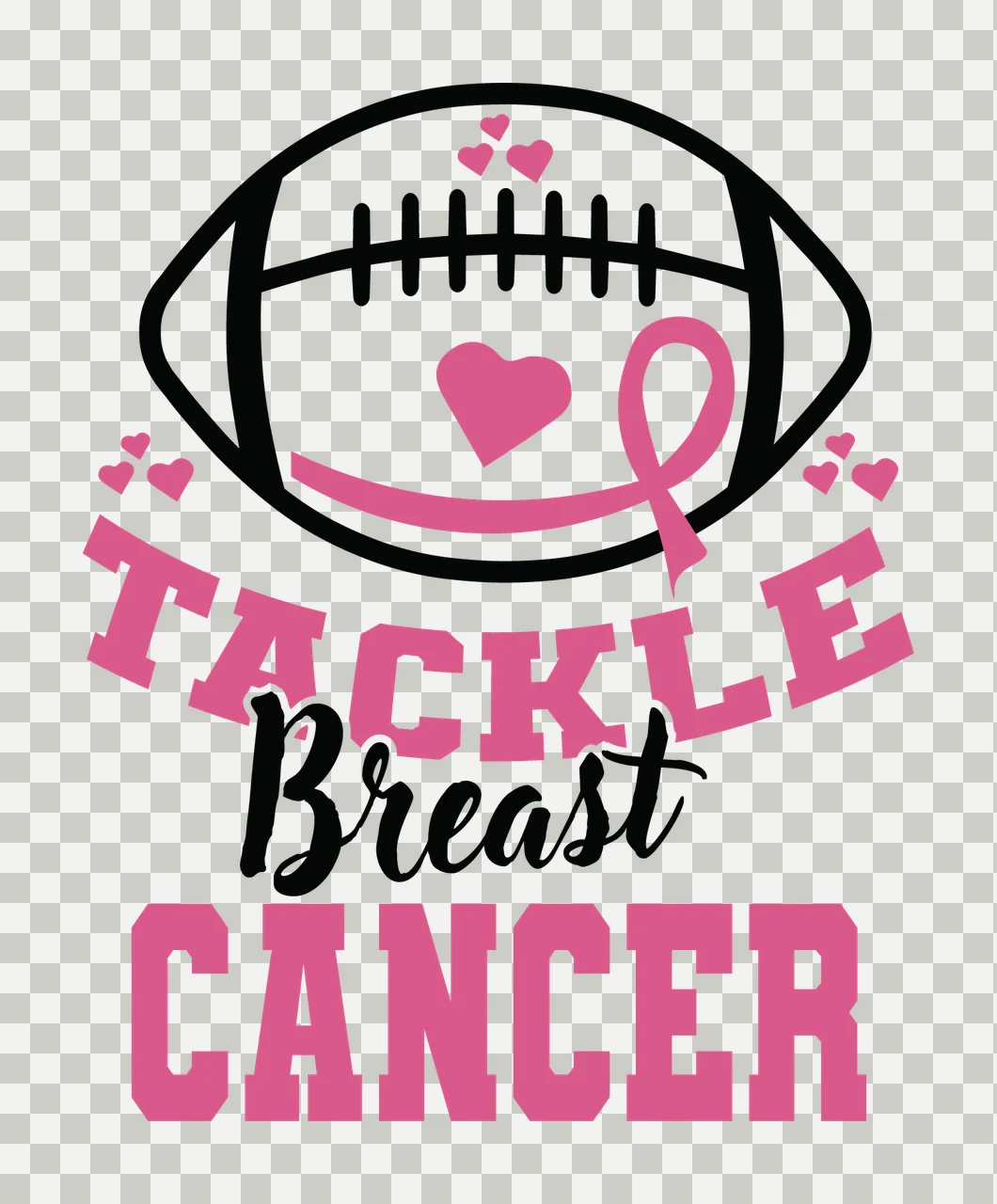 Tackle Breast Cancer Football Graphic heart ribbon typography transparency and detail preview thumbnail
