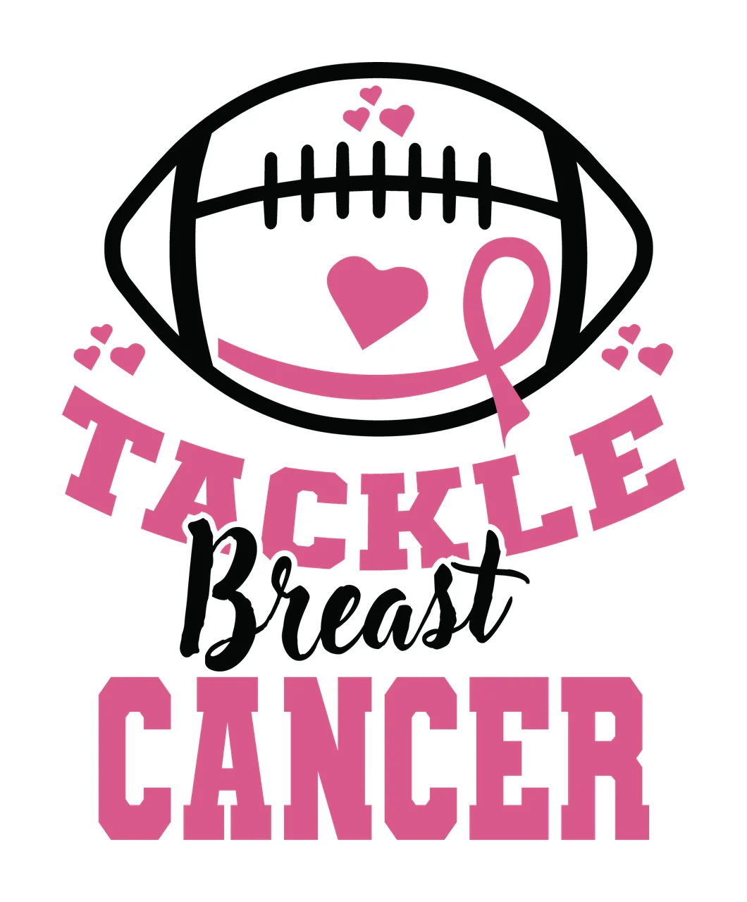 Tackle Breast Cancer Football Graphic heart ribbon typography