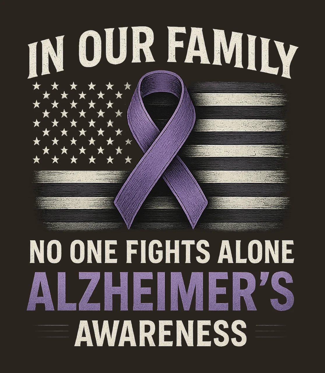 Alzheimers Awareness Shirt No One Fights Alone Family contrast preview thumbnail