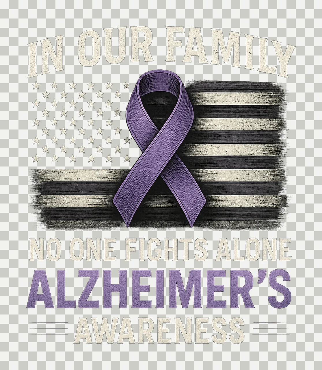Alzheimers Awareness Shirt No One Fights Alone Family transparency and detail preview thumbnail