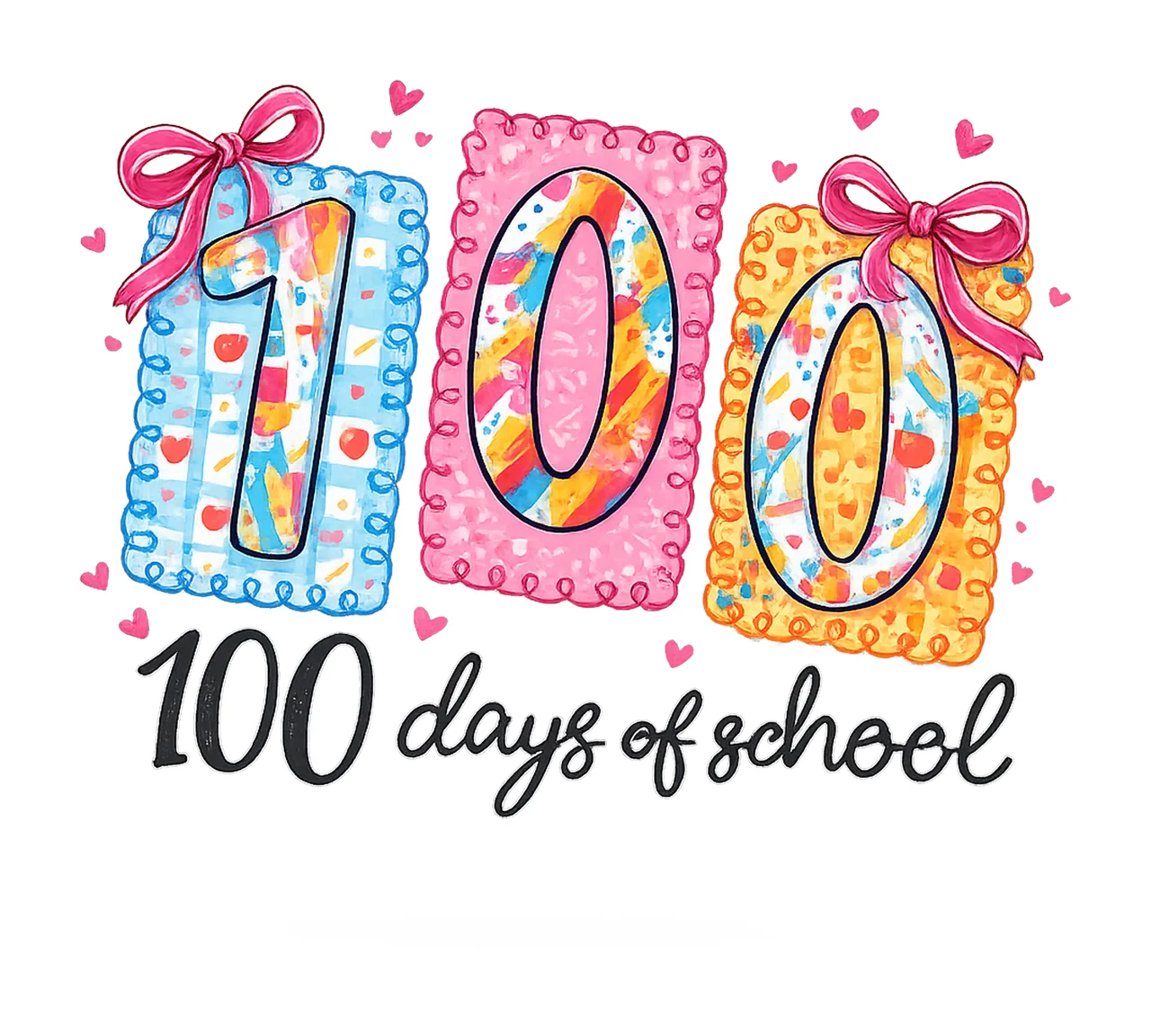 Colorful 100 Days of School Teacher Sublimation Design