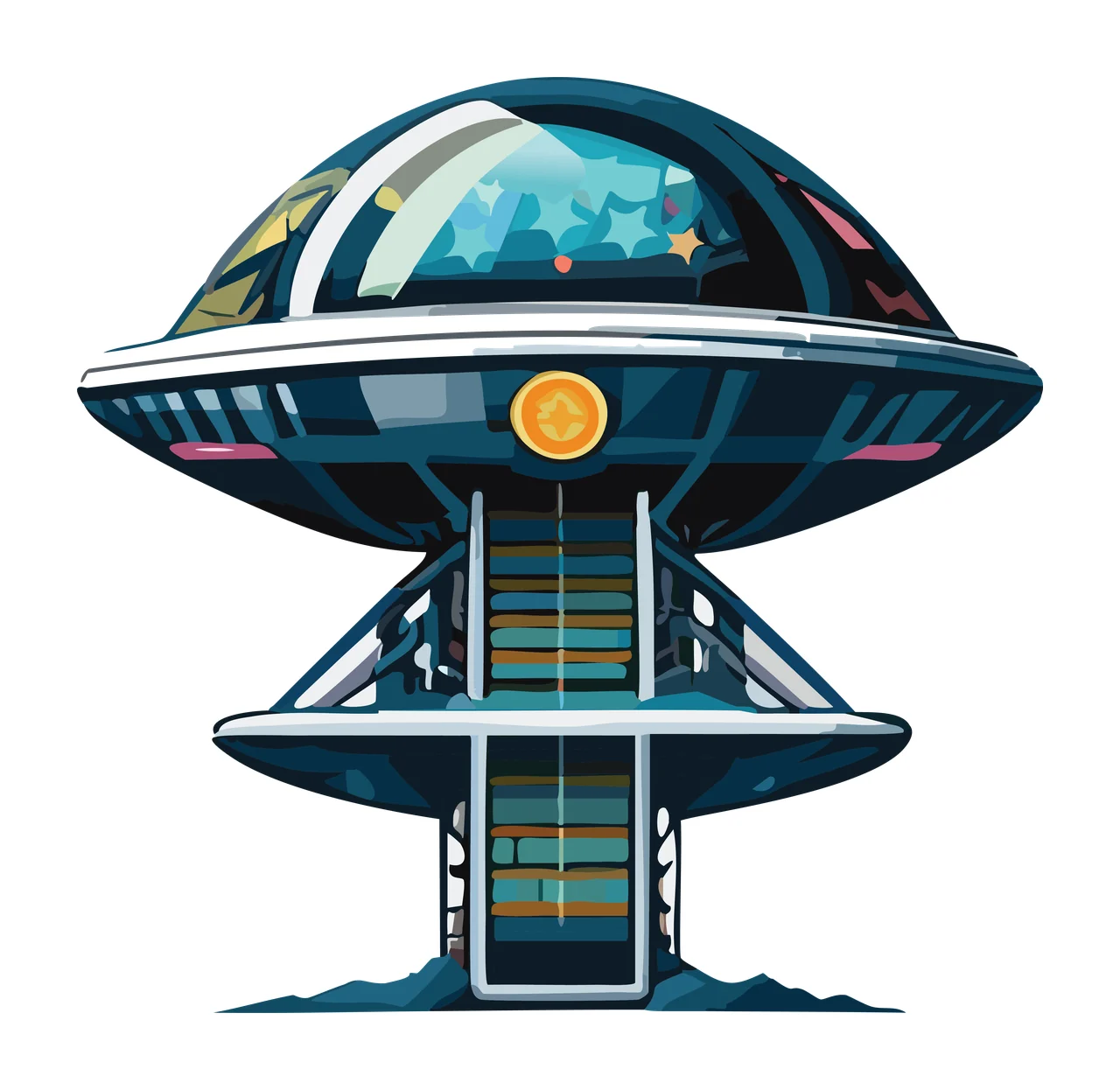 Abstract Dome Structure Silhouette standing stairs platform
