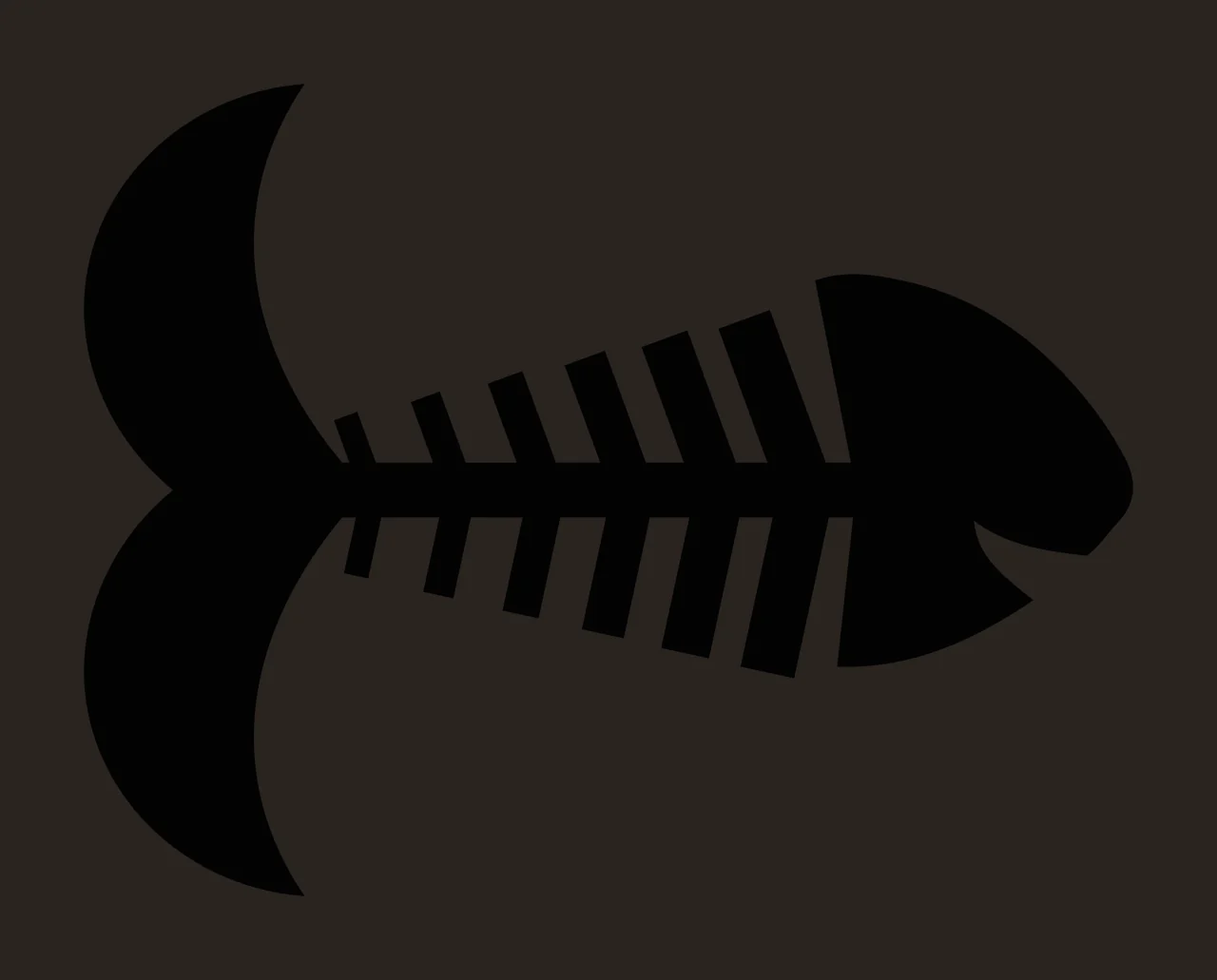 Bones Graphic Silhouette Of A Fish Skeleton Facing ribs tail contrast preview thumbnail