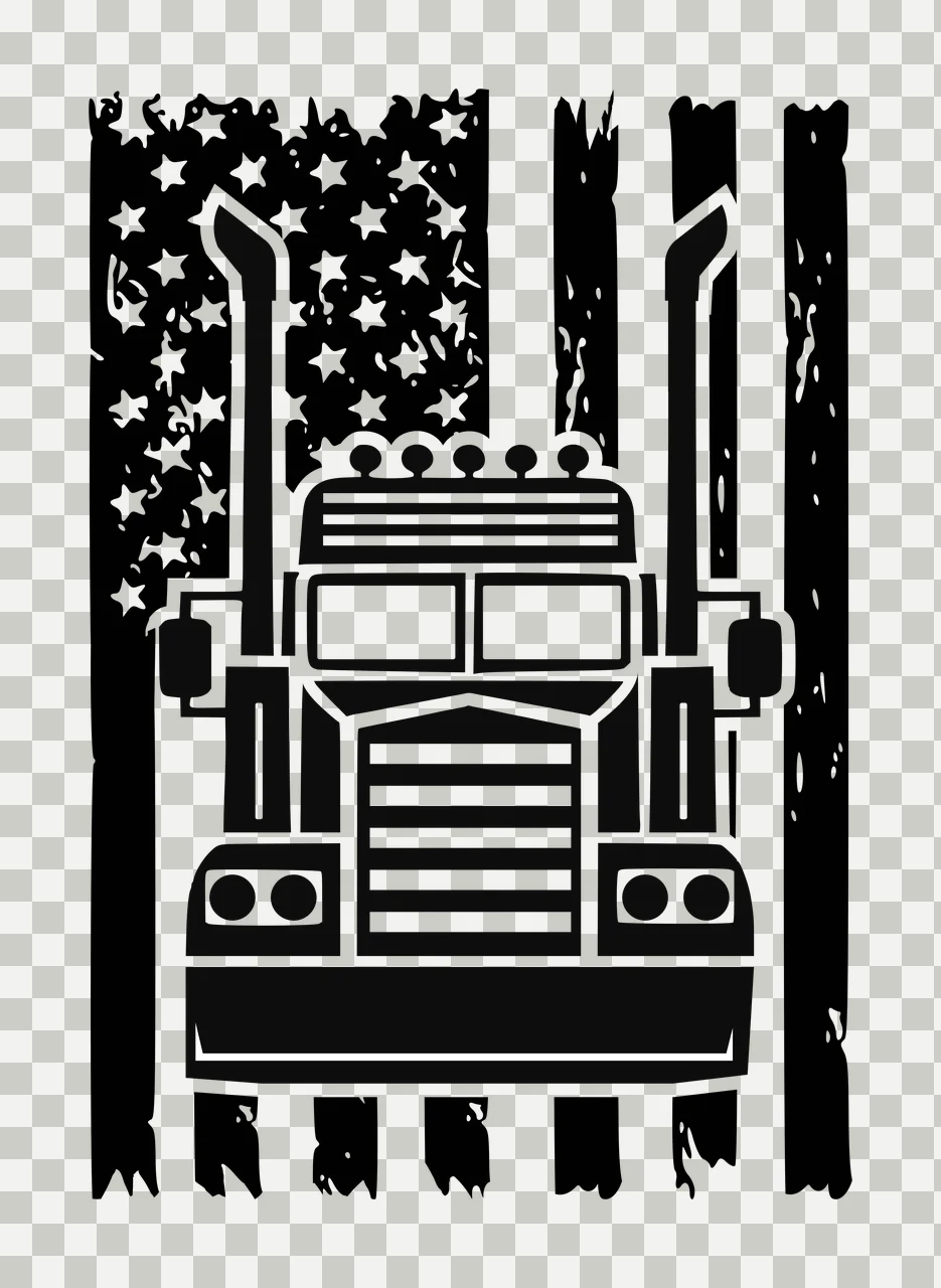 Truck Flag Semi Front View Overlaid On Vertical stationary transparency and detail preview thumbnail