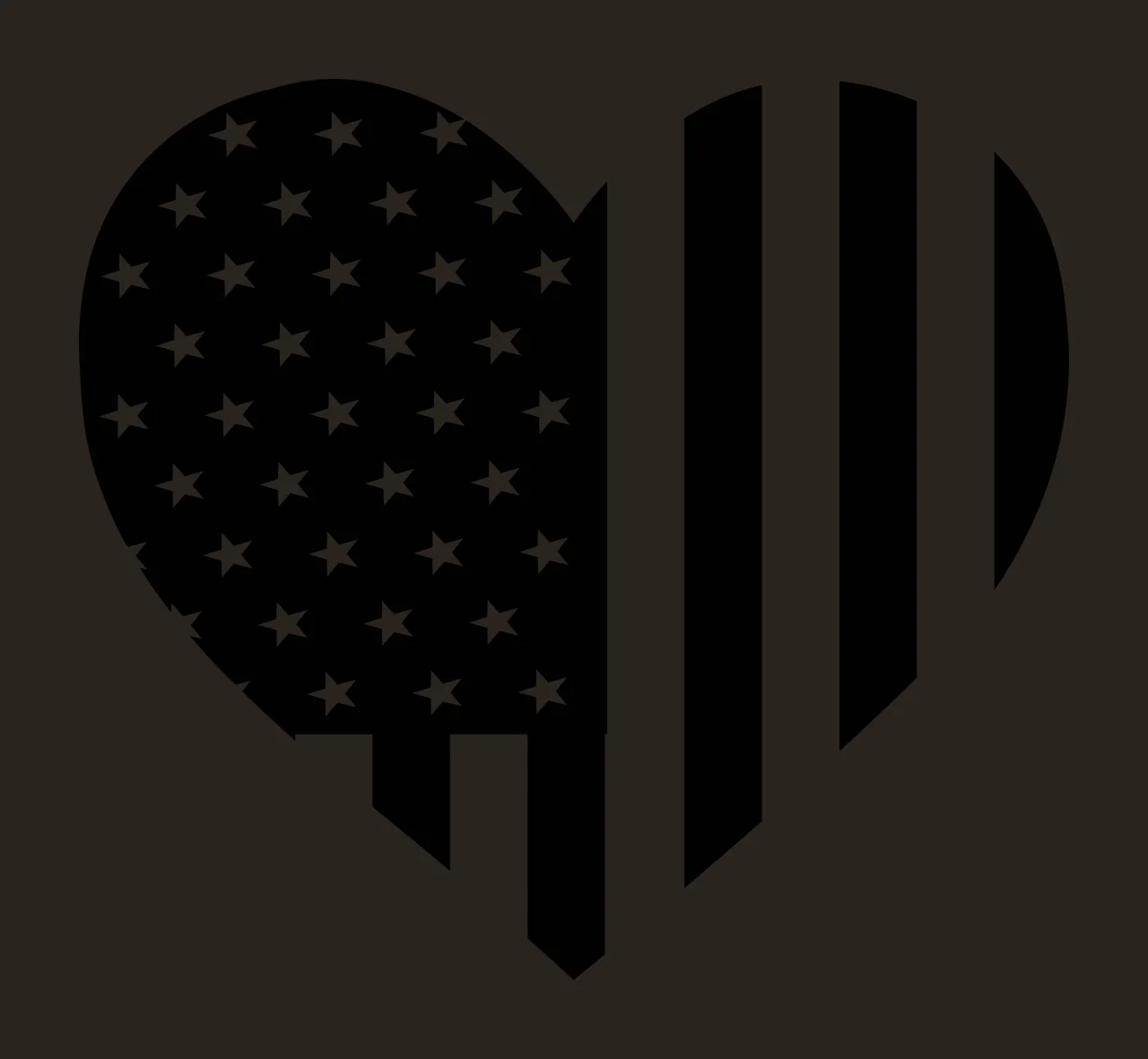 Heart Flag Shaped Black American Icon forming stars stripes contrast preview thumbnail