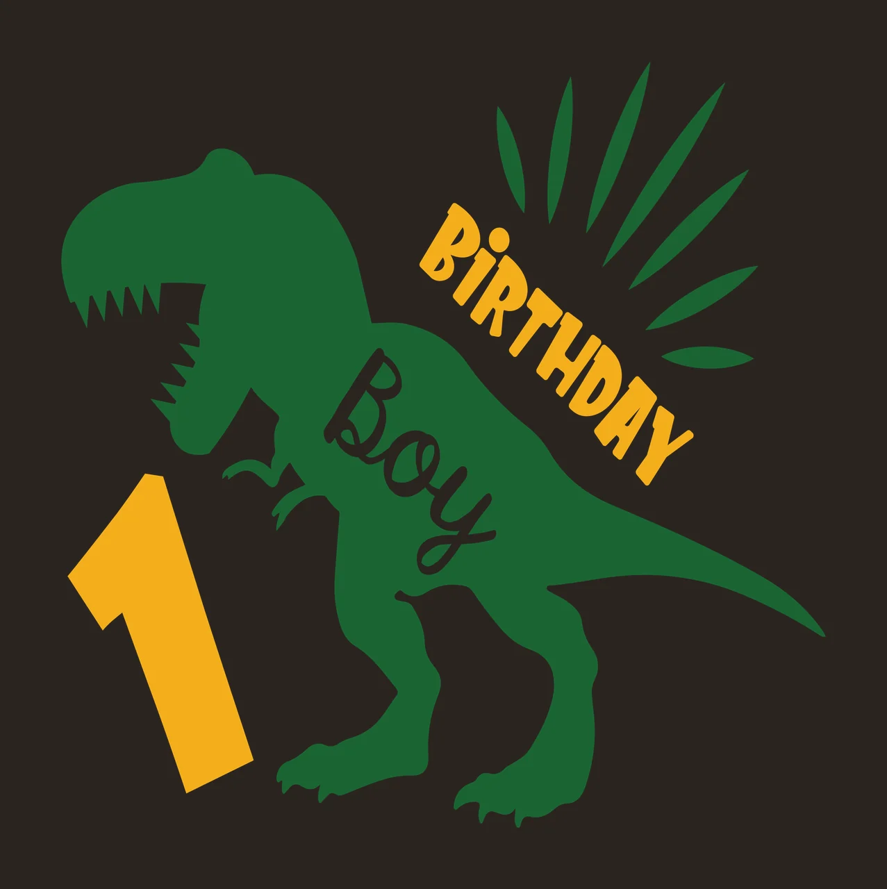 Birthday Dinosaur Graphic standing number sunburst silhouette contrast preview thumbnail