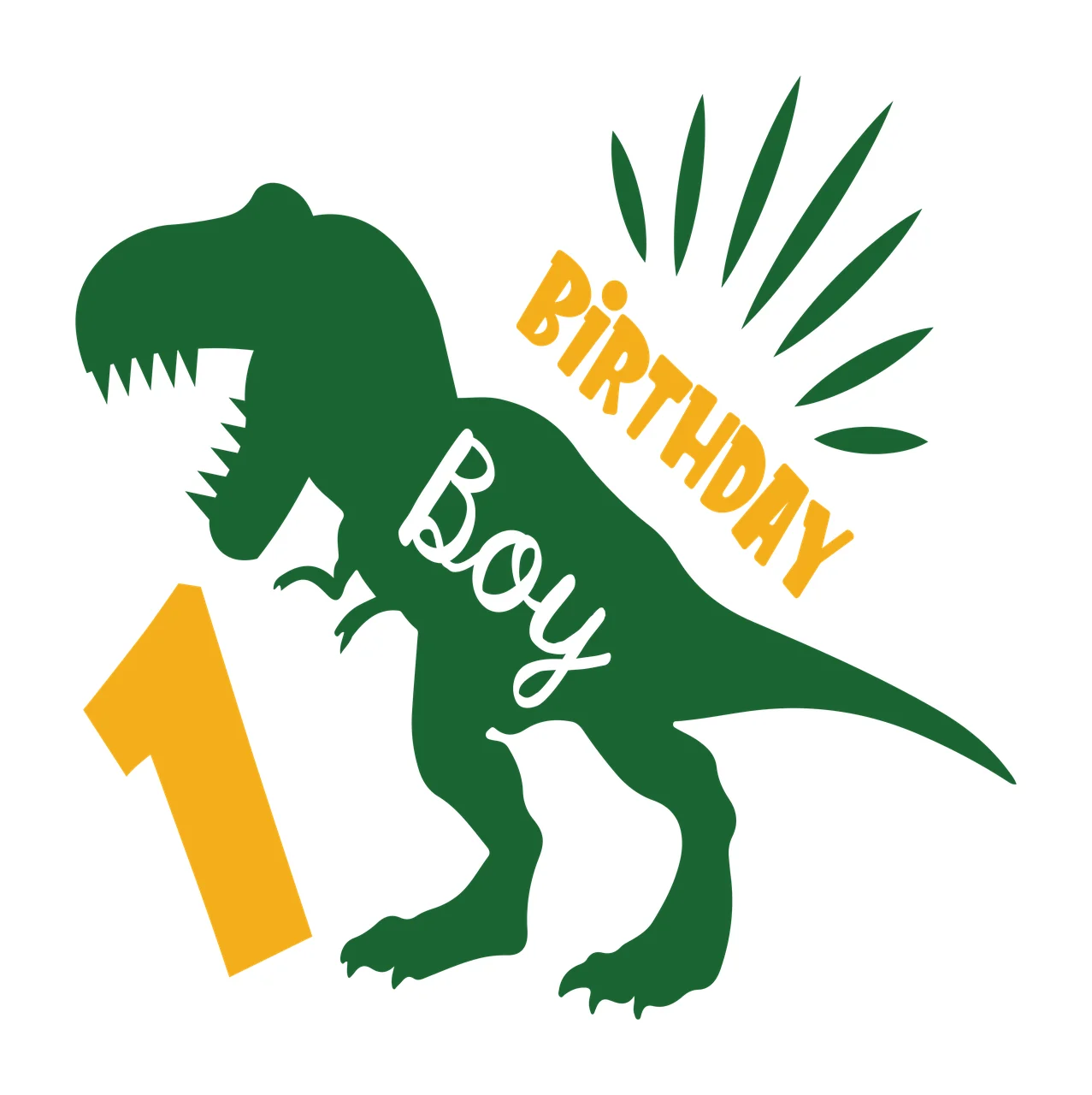 Birthday Dinosaur Graphic standing number sunburst silhouette