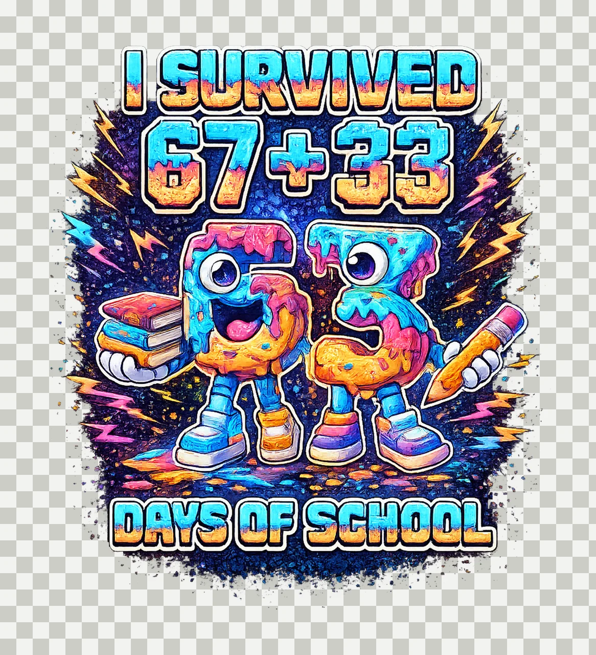 Survived 67 Days Of School Funny Student Shirt Teacher Gift transparency and detail preview thumbnail